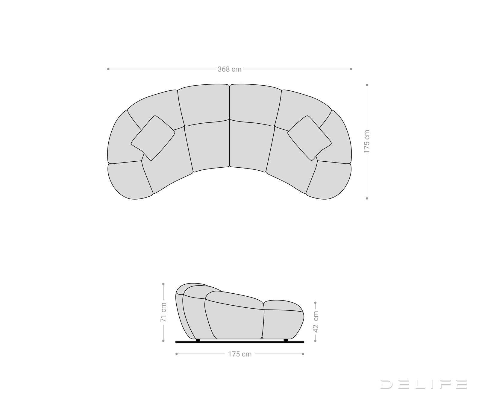 Kavč Lunna 368x175cm, Material: Strukturirano blago