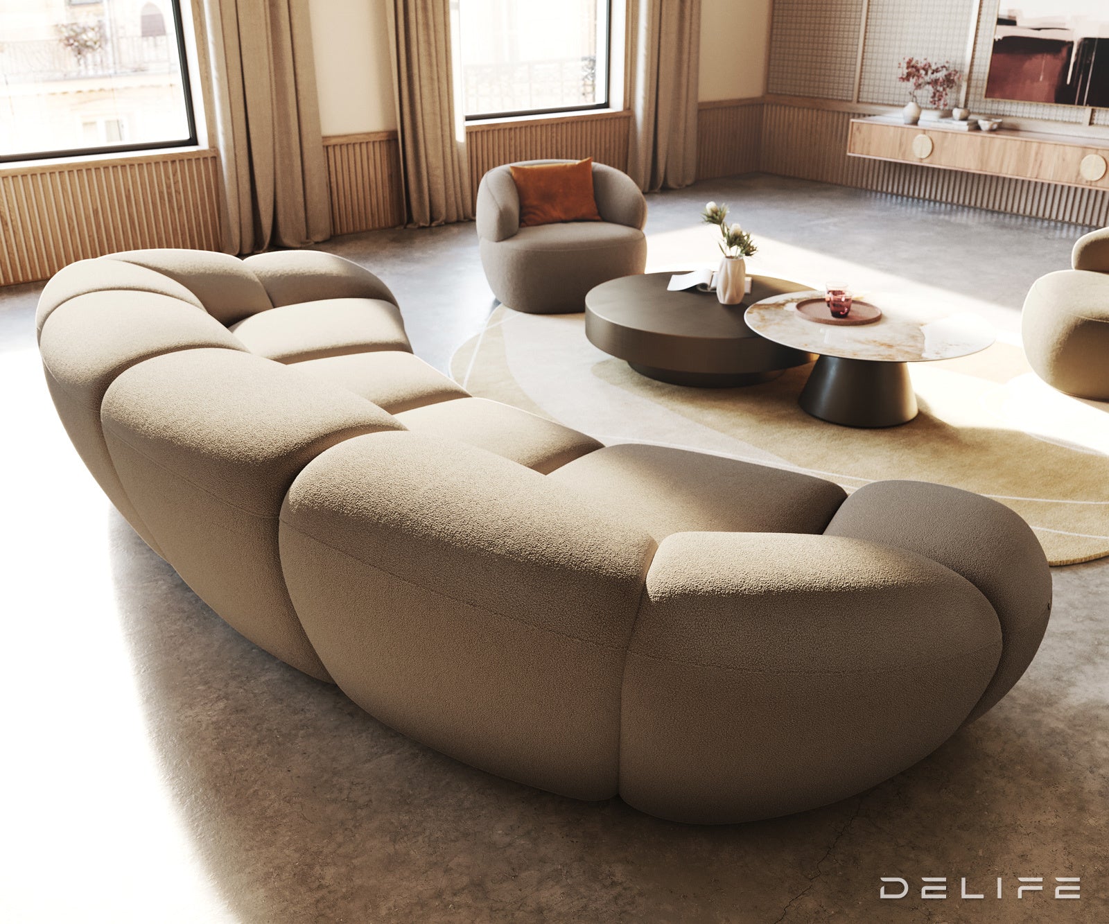 Kavč Lunna 368x175cm, Material: Bukle