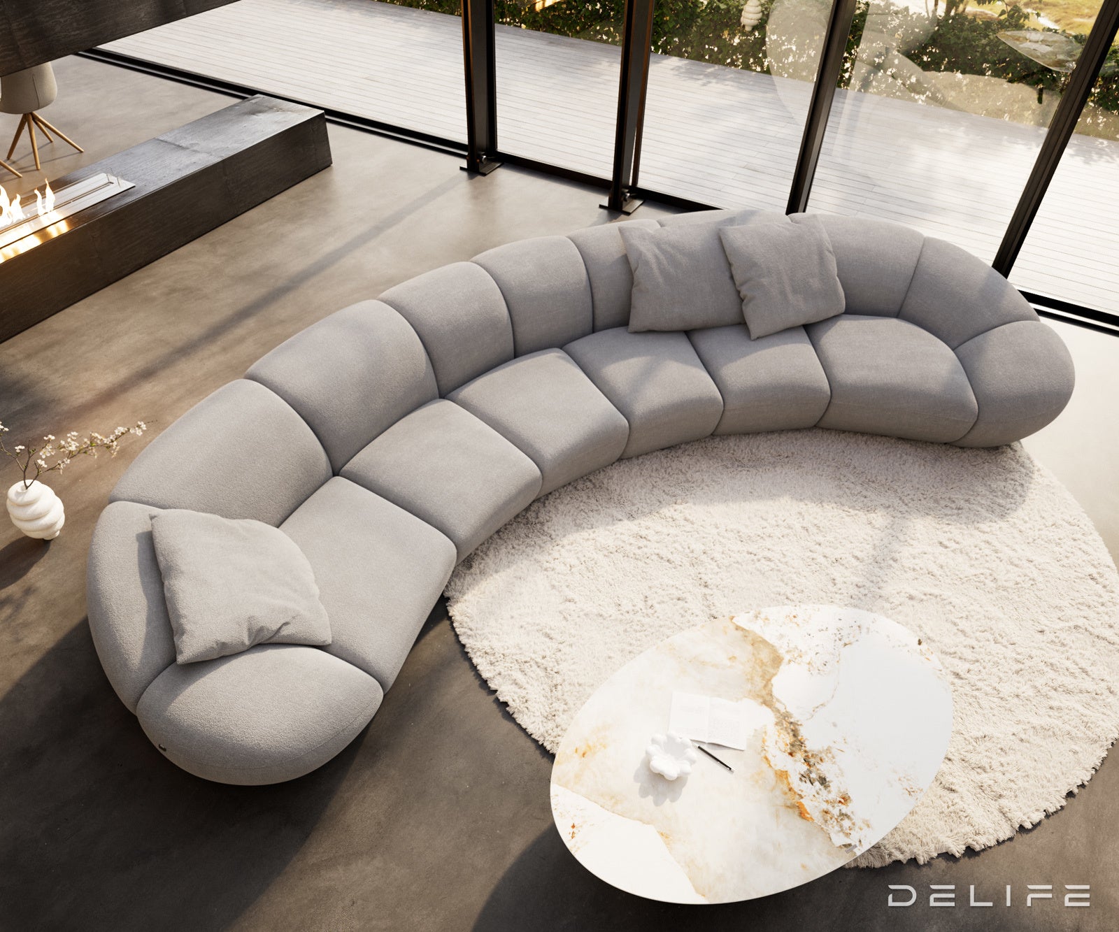 Kavč Lunna 464x212cm, Material: Strukturirano blago