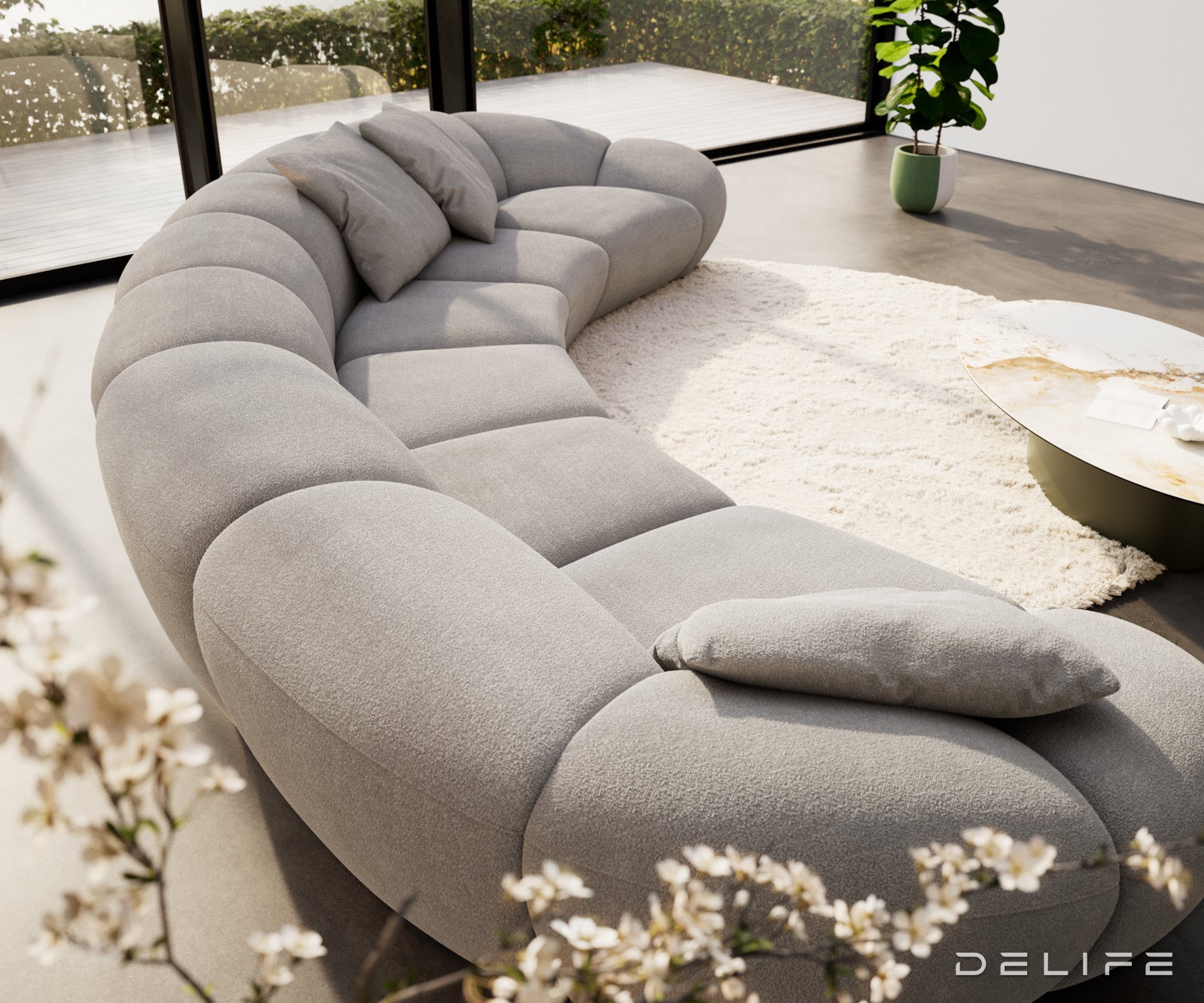 Kavč Lunna 464x212cm, Material: Strukturirano blago