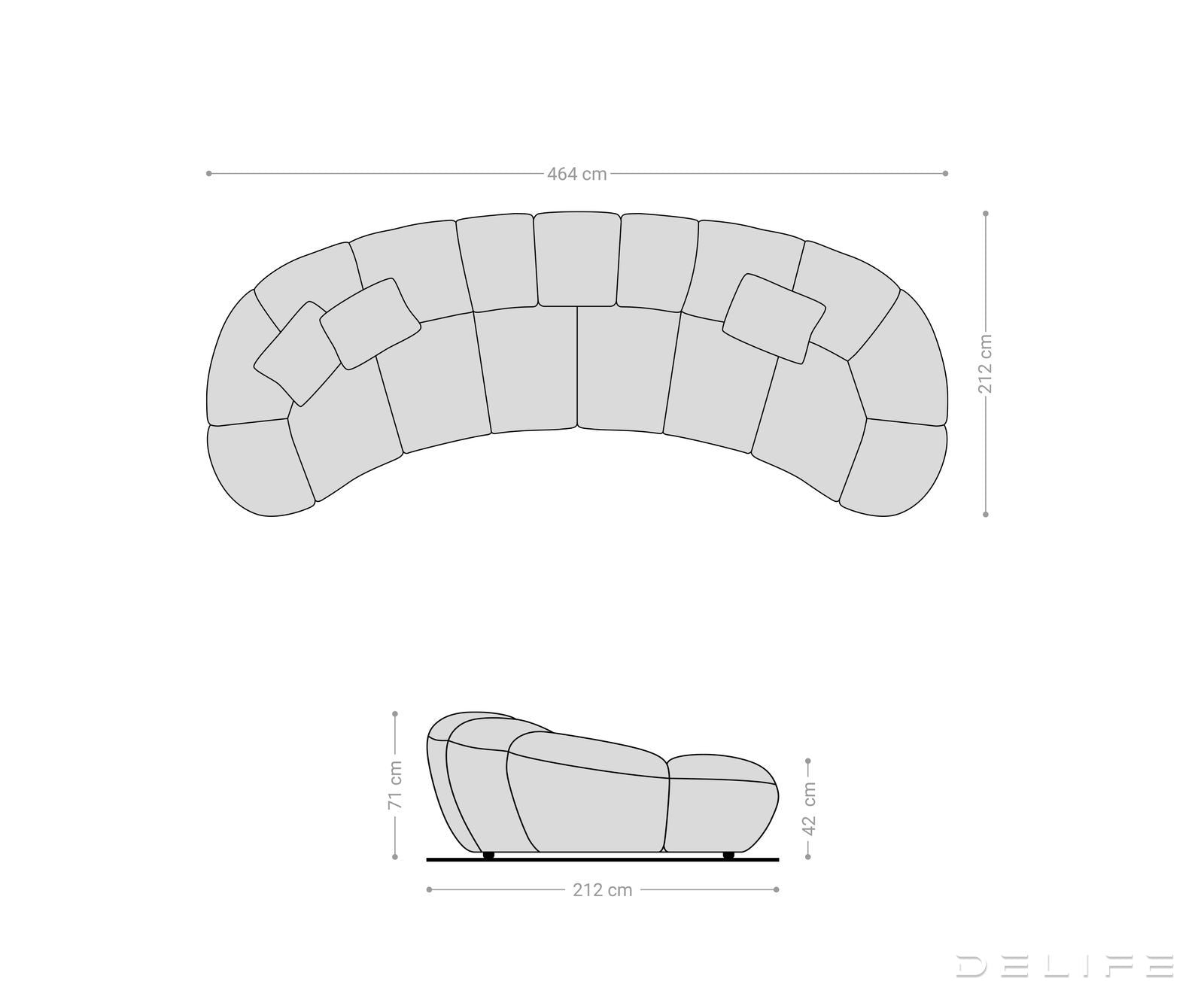 Kavč Lunna 464x212cm, Material: Strukturirano blago