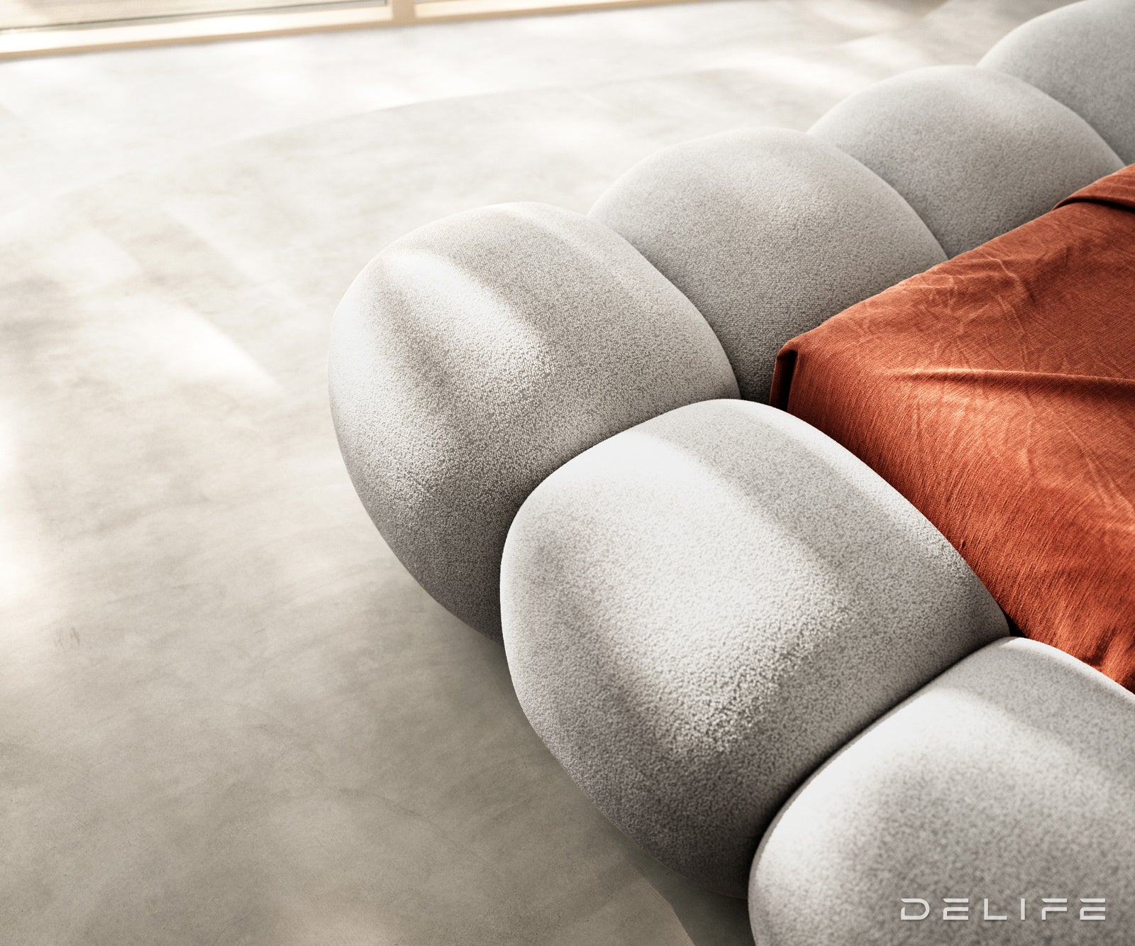 Posteljni okvir Perlla, material: strukturirana tkanina