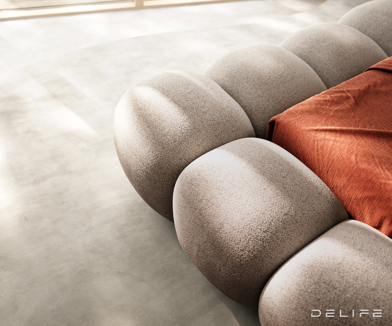 Posteljni okvir Perlla, material: strukturirana tkanina