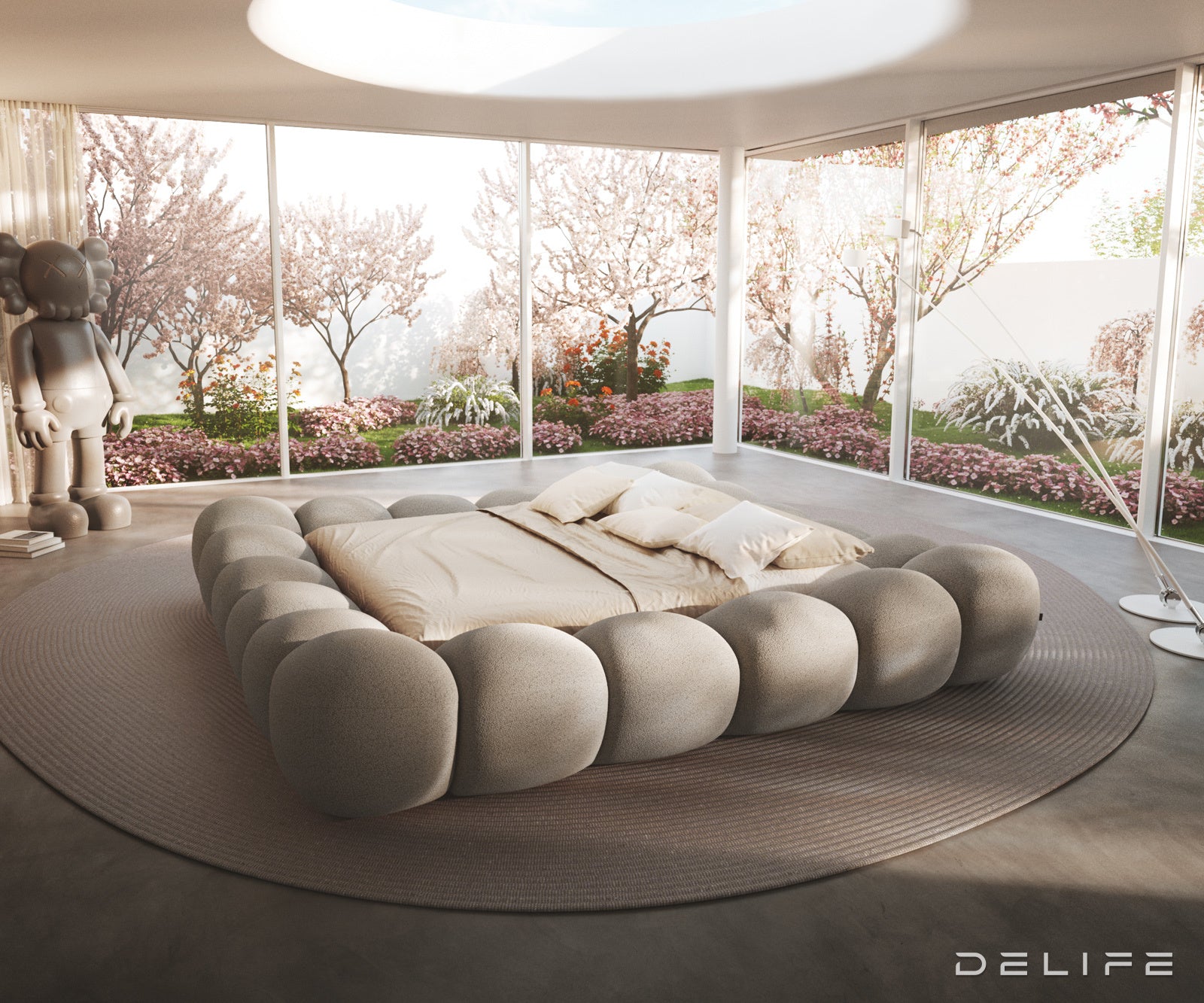 Posteljni okvir Perlla, Material: Boucle