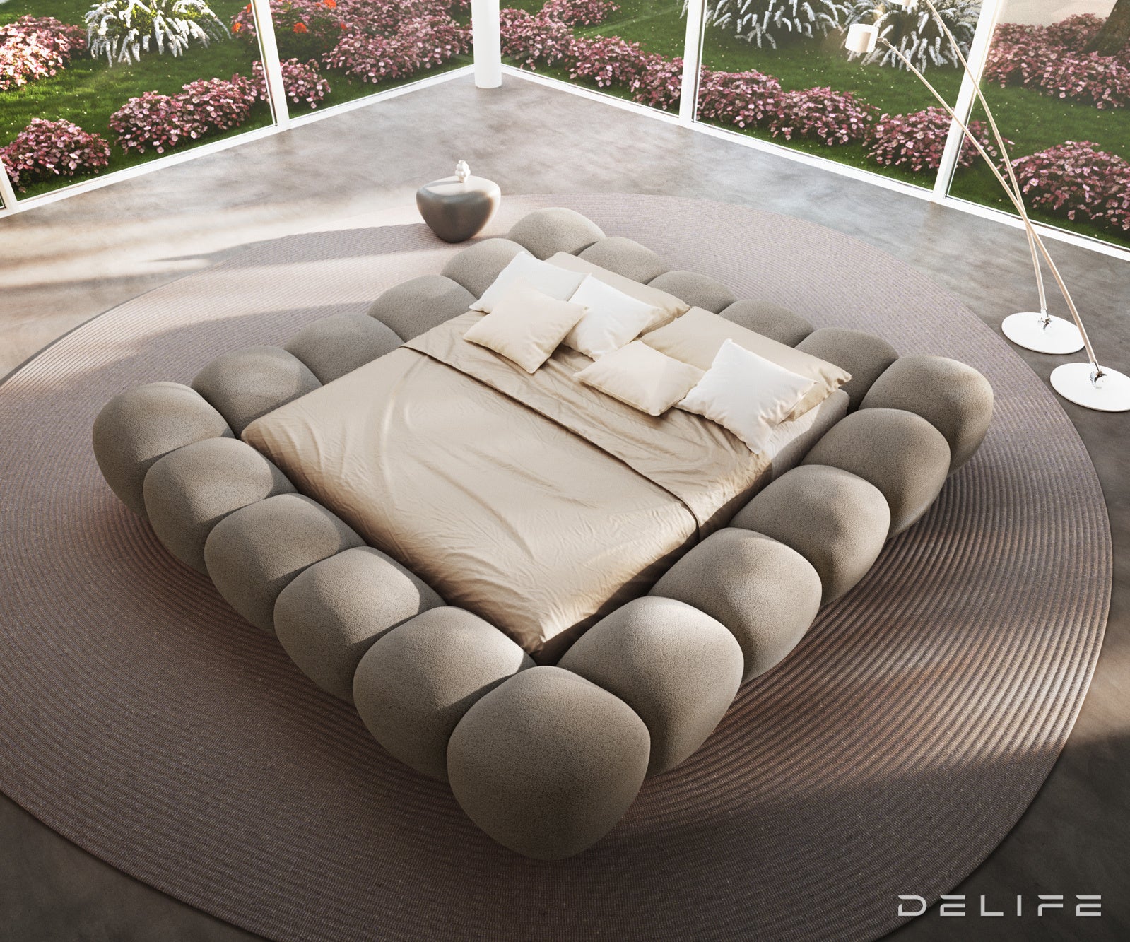 Posteljni okvir Perlla, Material: Boucle