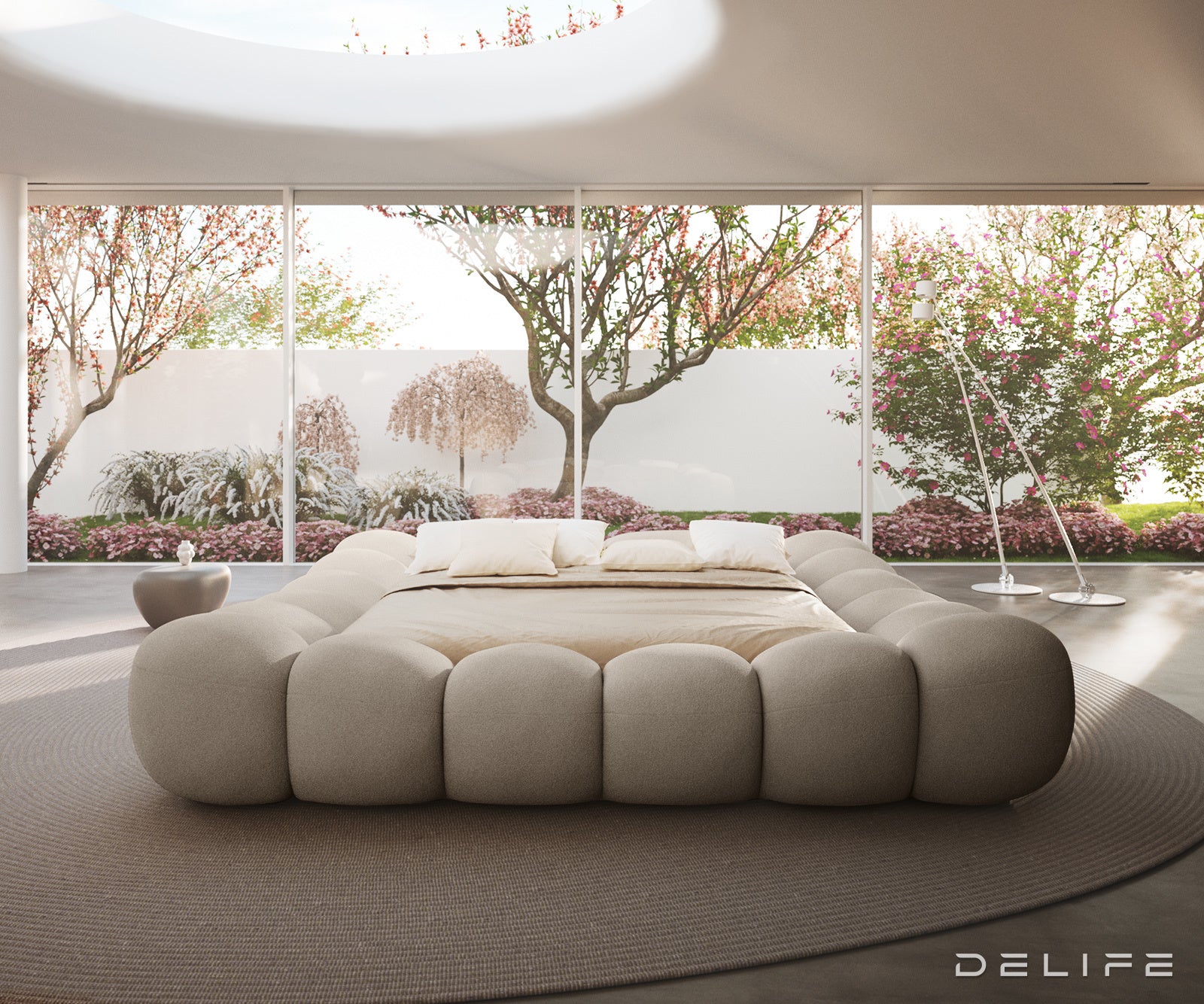 Posteljni okvir Perlla, Material: Boucle