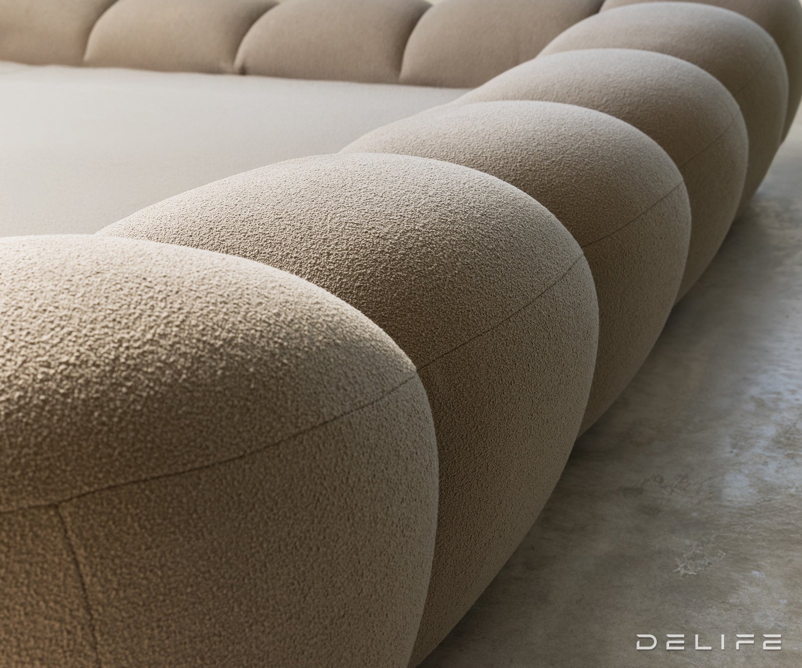 Posteljni okvir Perlla, Material: Boucle