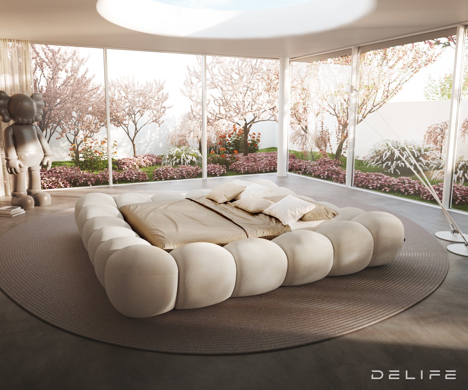 Posteljni okvir Perlla, Material: Boucle