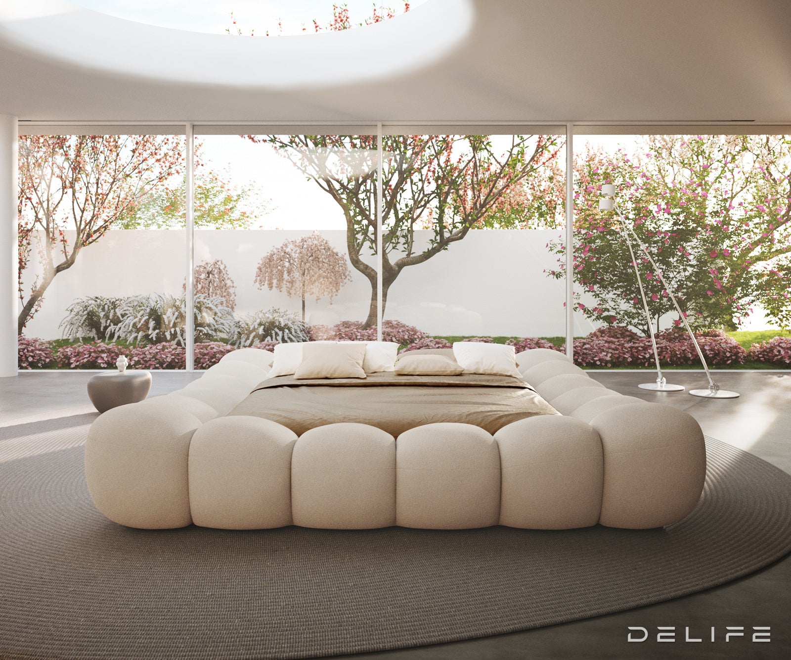 Posteljni okvir Perlla, Material: Boucle