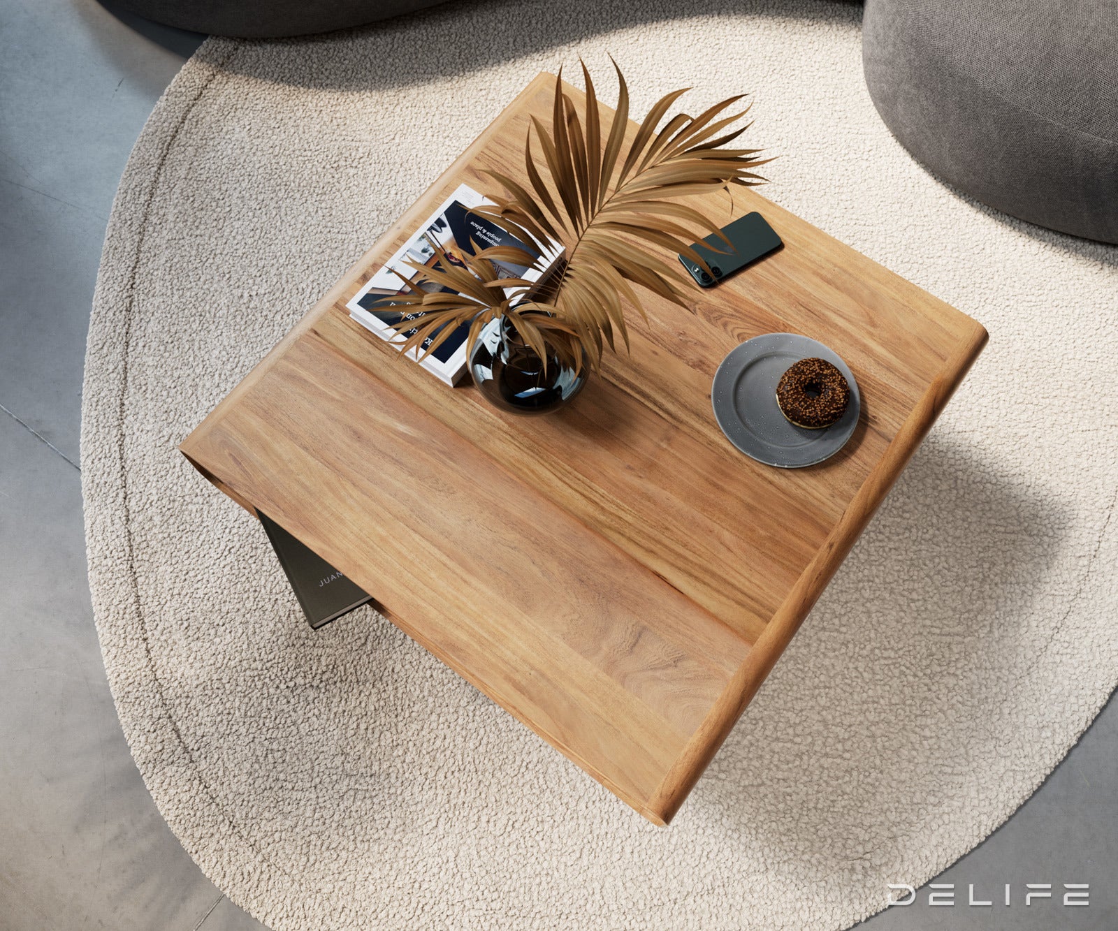 Klubska mizica Anaya 90x90cm, Material: Akacija