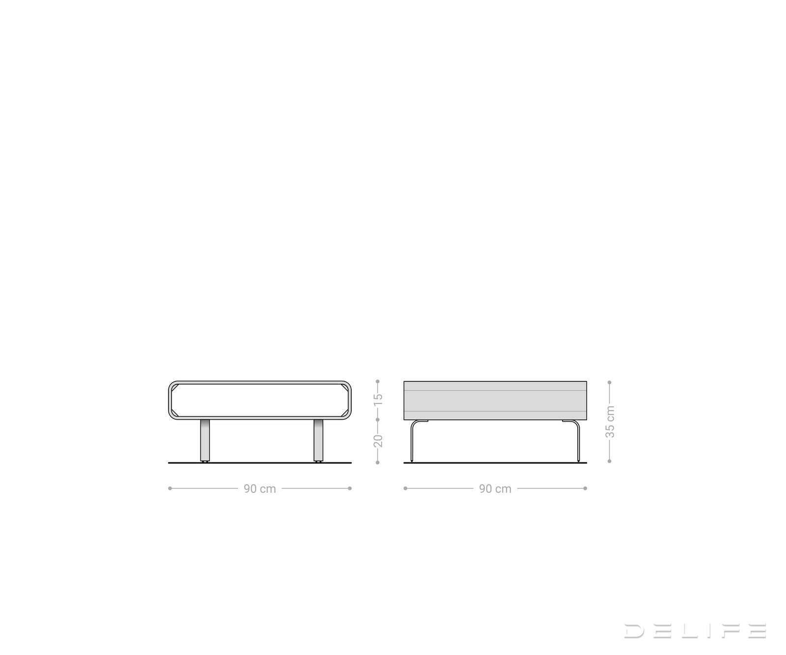 Klubska mizica Anaya 90x90cm, Material: Akacija