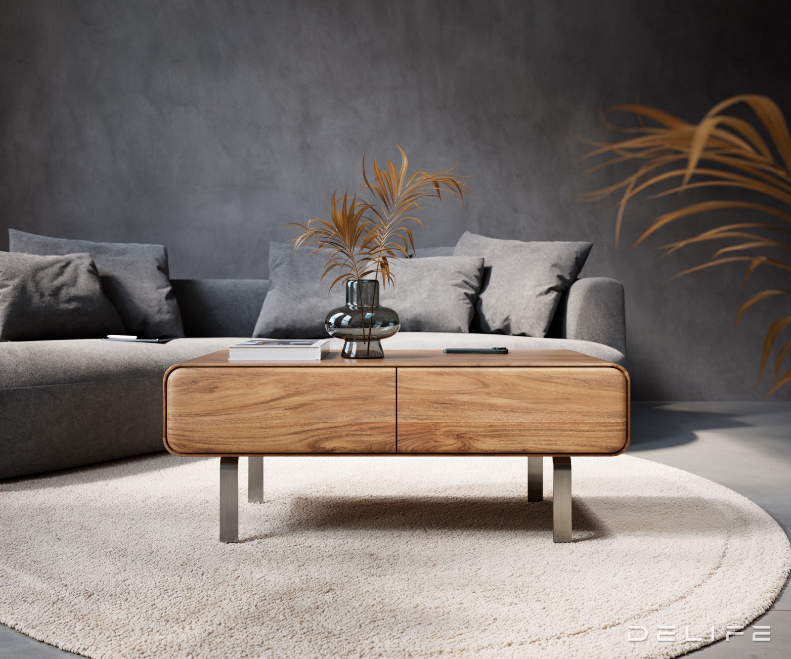 Klubska mizica Anaya 100x50cm, Material: Akacija