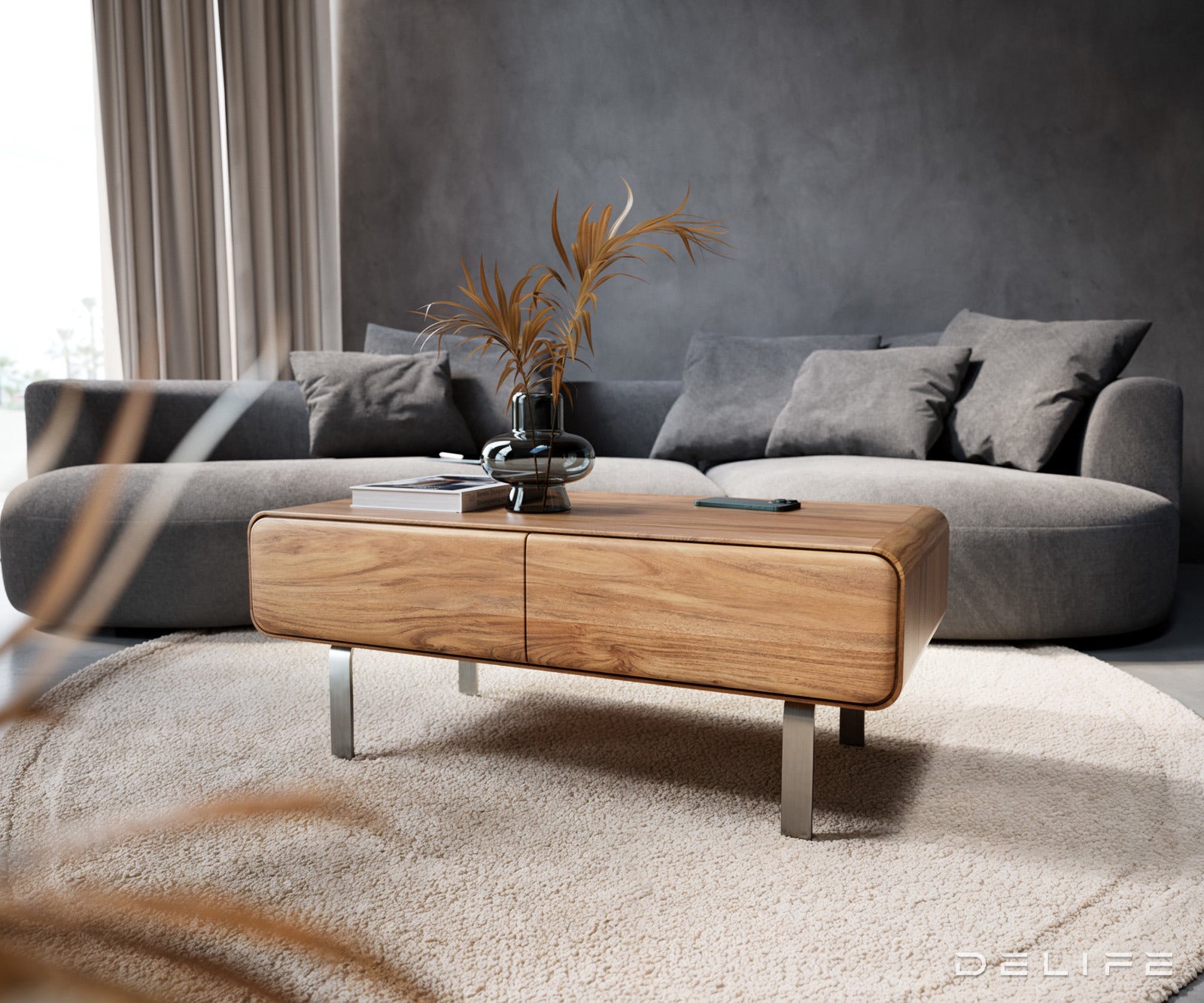 Klubska mizica Anaya 100x50cm, Material: Akacija