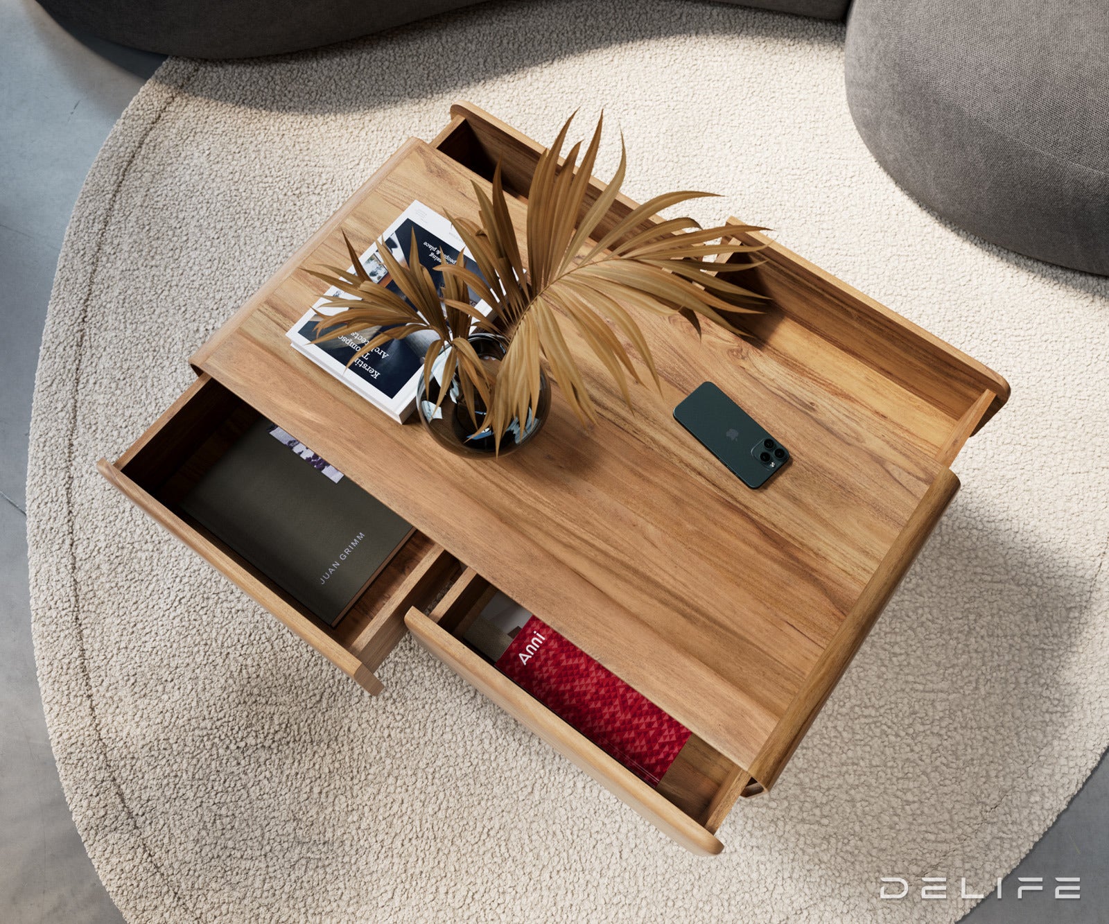 Klubska mizica Anaya 100x50cm, Material: Akacija