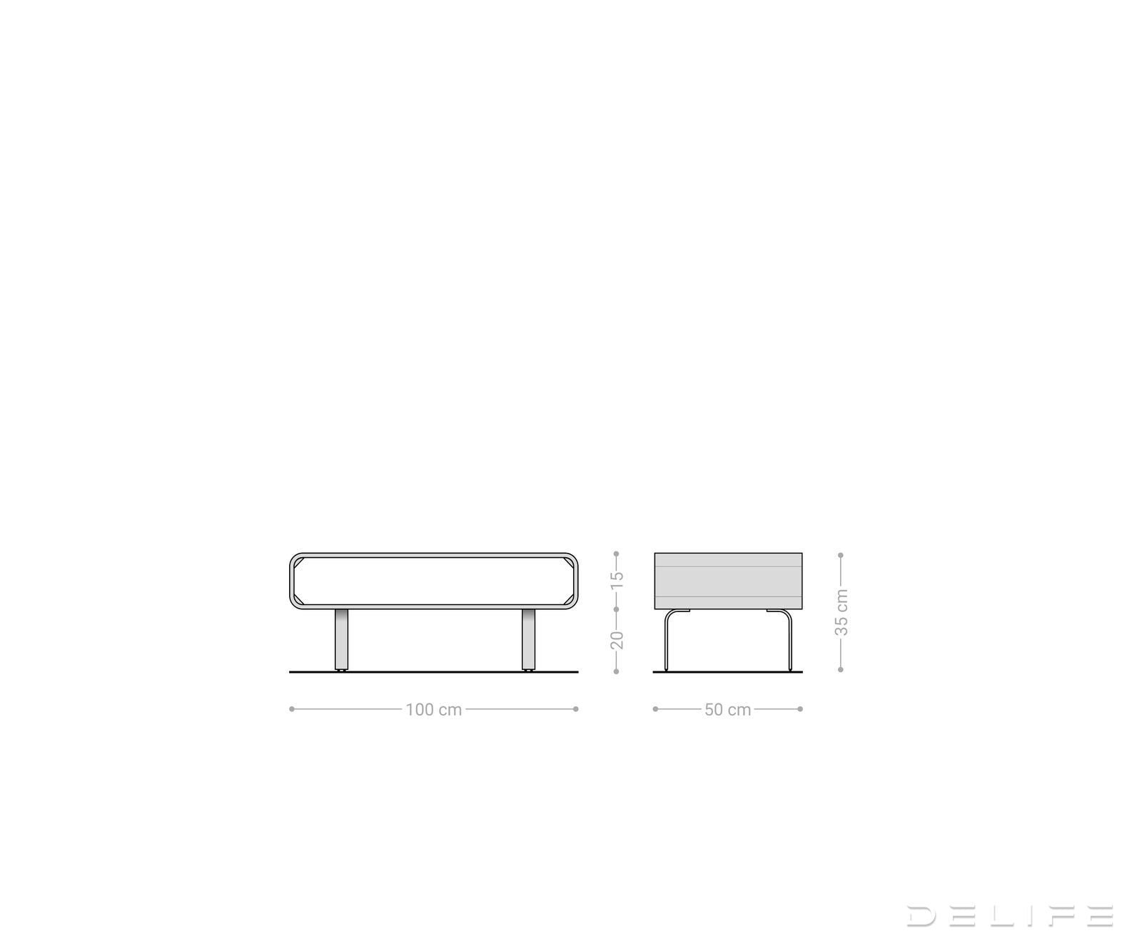 Klubska mizica Anaya 100x50cm, Material: Akacija