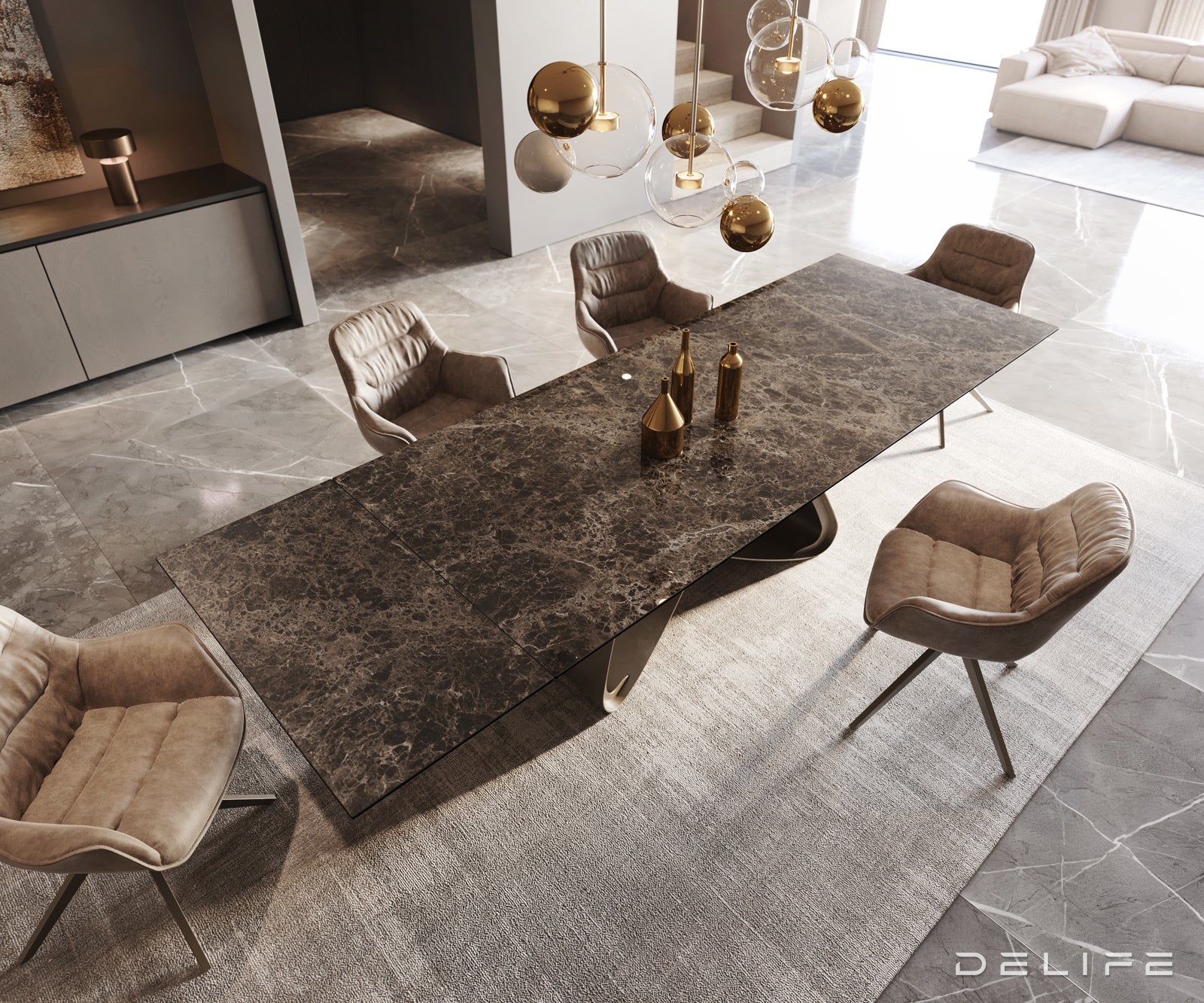 Raztegljiva jedilna miza Edge 200/300x100cm, Material: Keramika na steklu