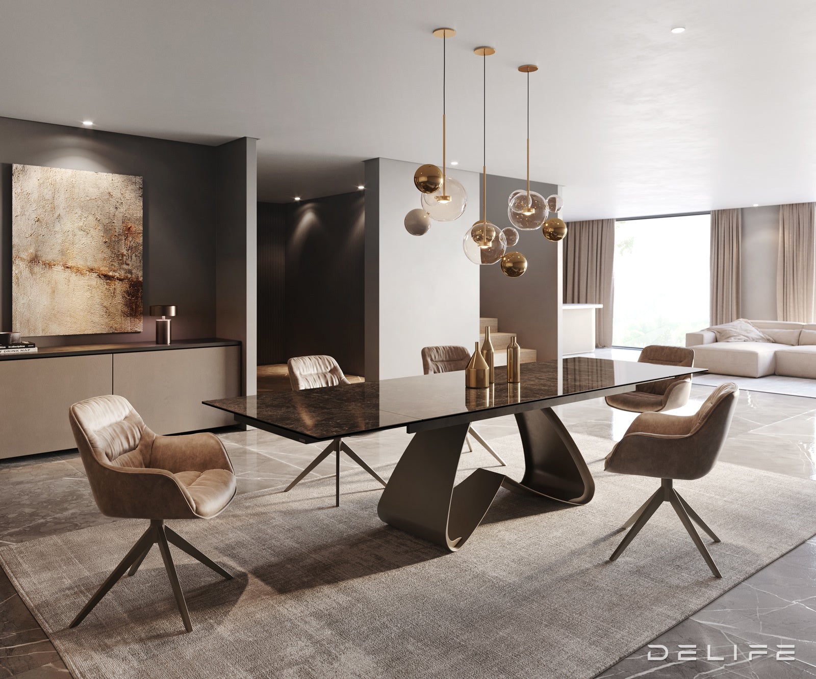 Raztegljiva jedilna miza Edge 200/300x100cm, Material: Keramika na steklu