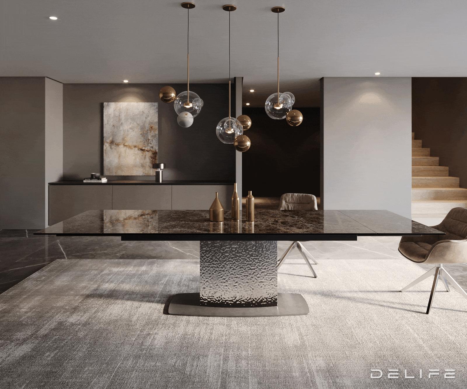 Raztegljiva jedilna miza Edge 200/300x100cm, Material: Keramika na steklu