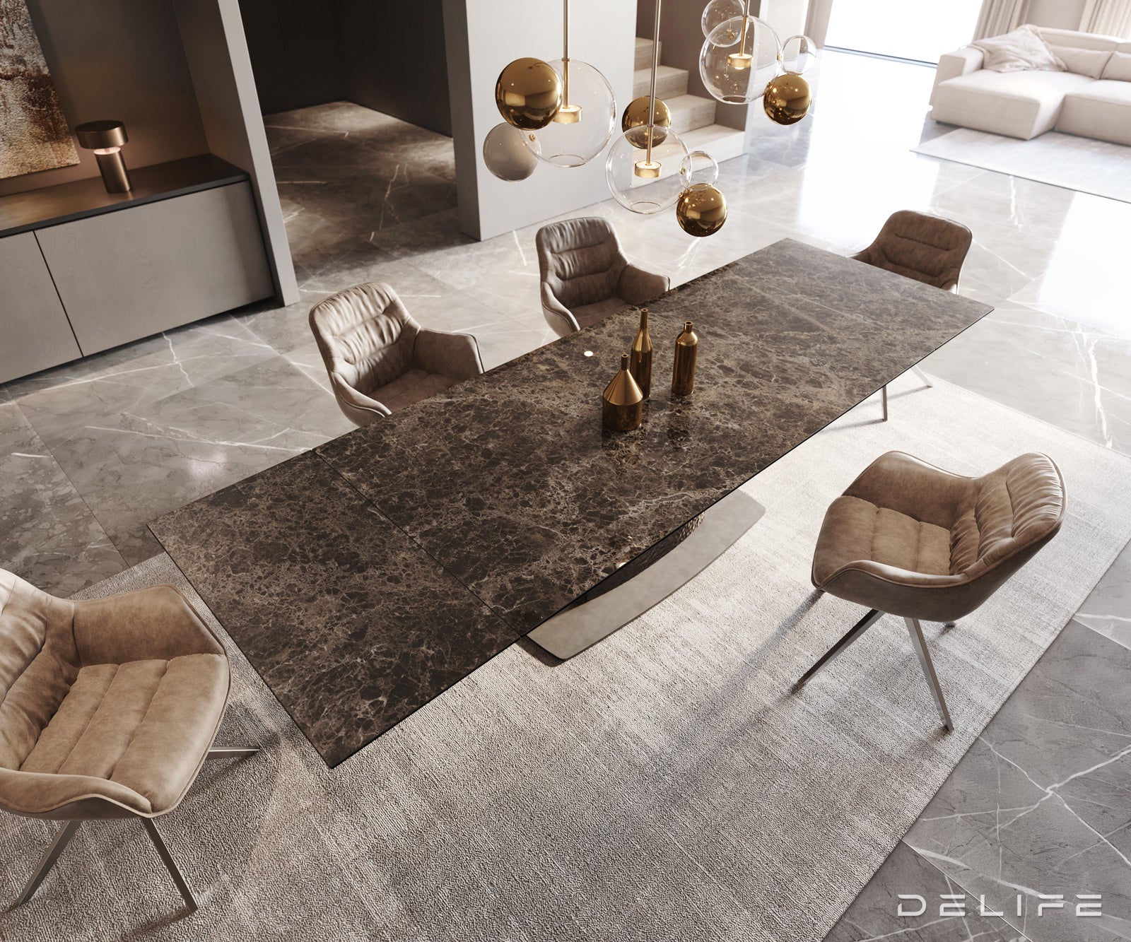 Raztegljiva jedilna miza Edge 200/300x100cm, Material: Keramika na steklu