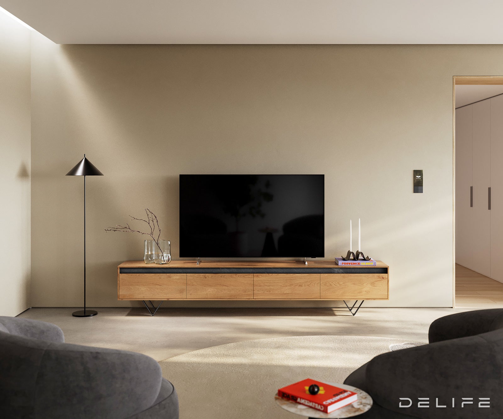 TV omarica Stonegrace 240 cm, Material: Hrast