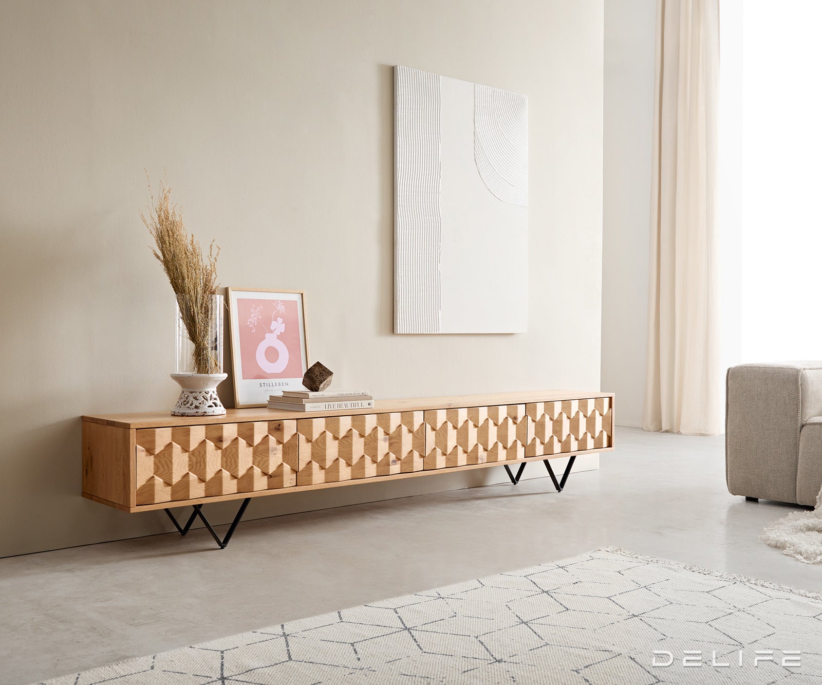 TV omarica Fevo 220 cm, Material: hrast