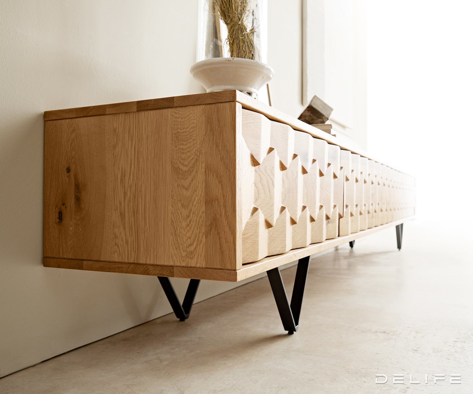 TV omarica Fevo 220 cm, Material: hrast