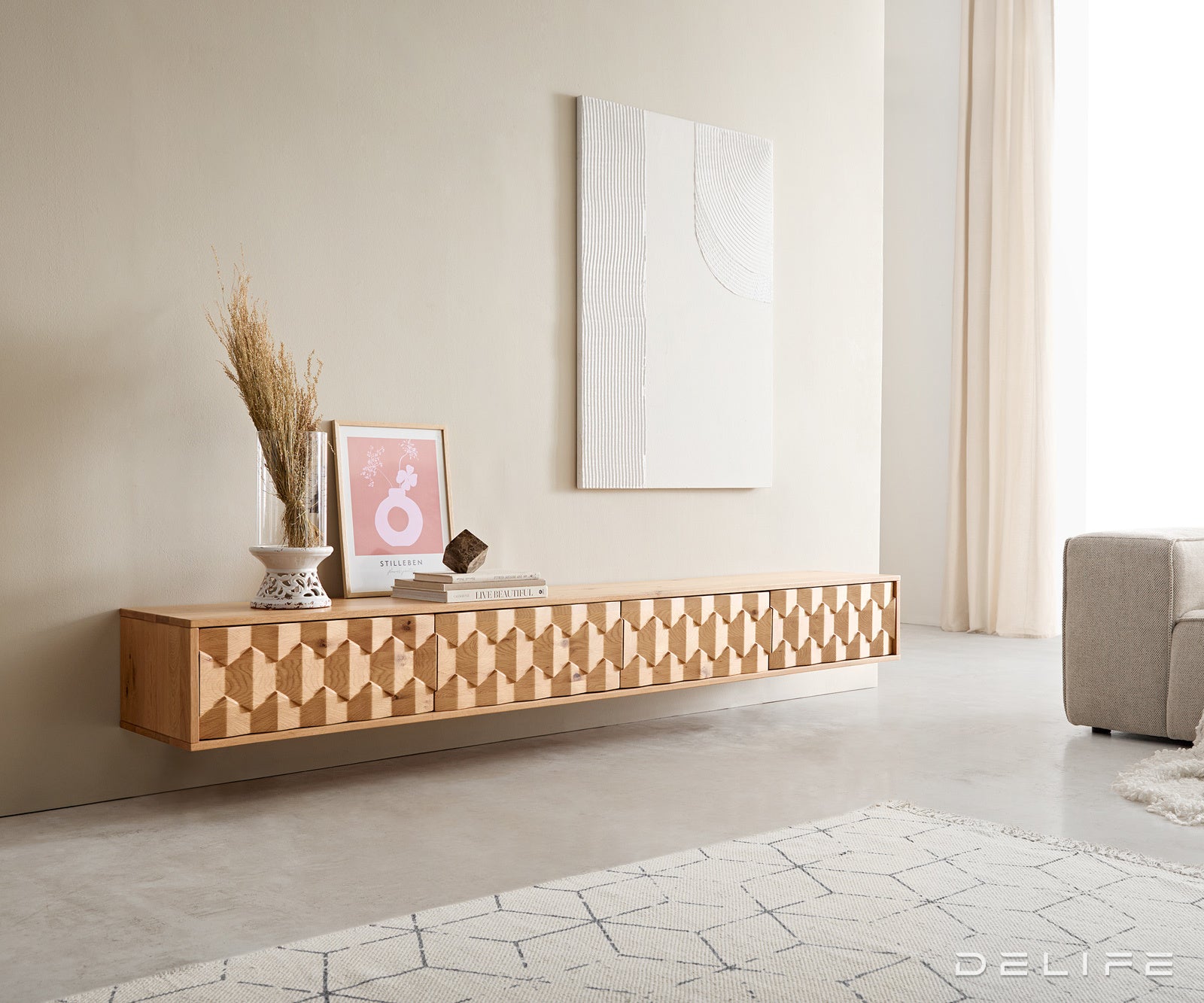 TV omarica Fevo 220 cm, Material: hrast