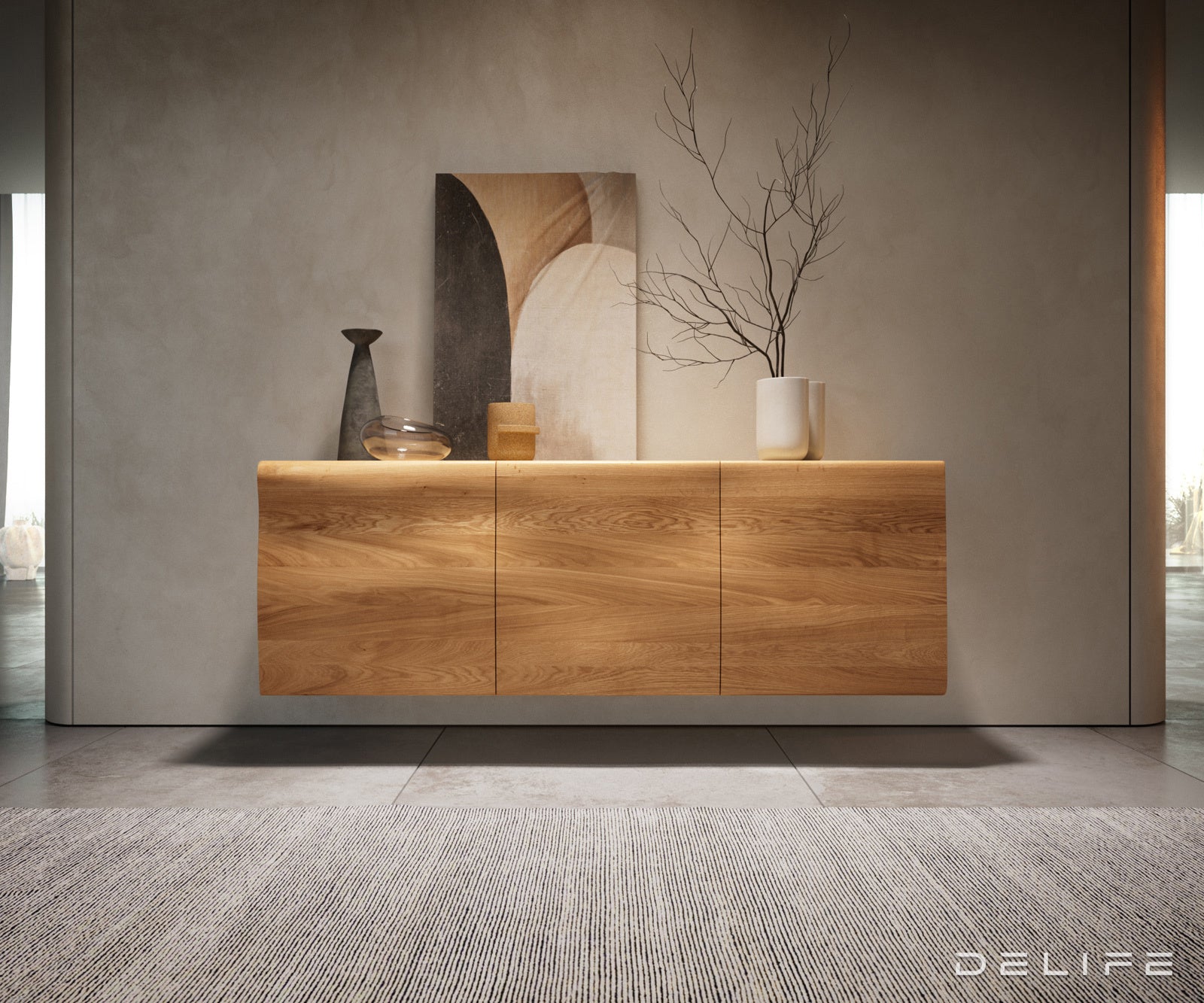 Nova komoda z živim robom 145 cm, material: hrast