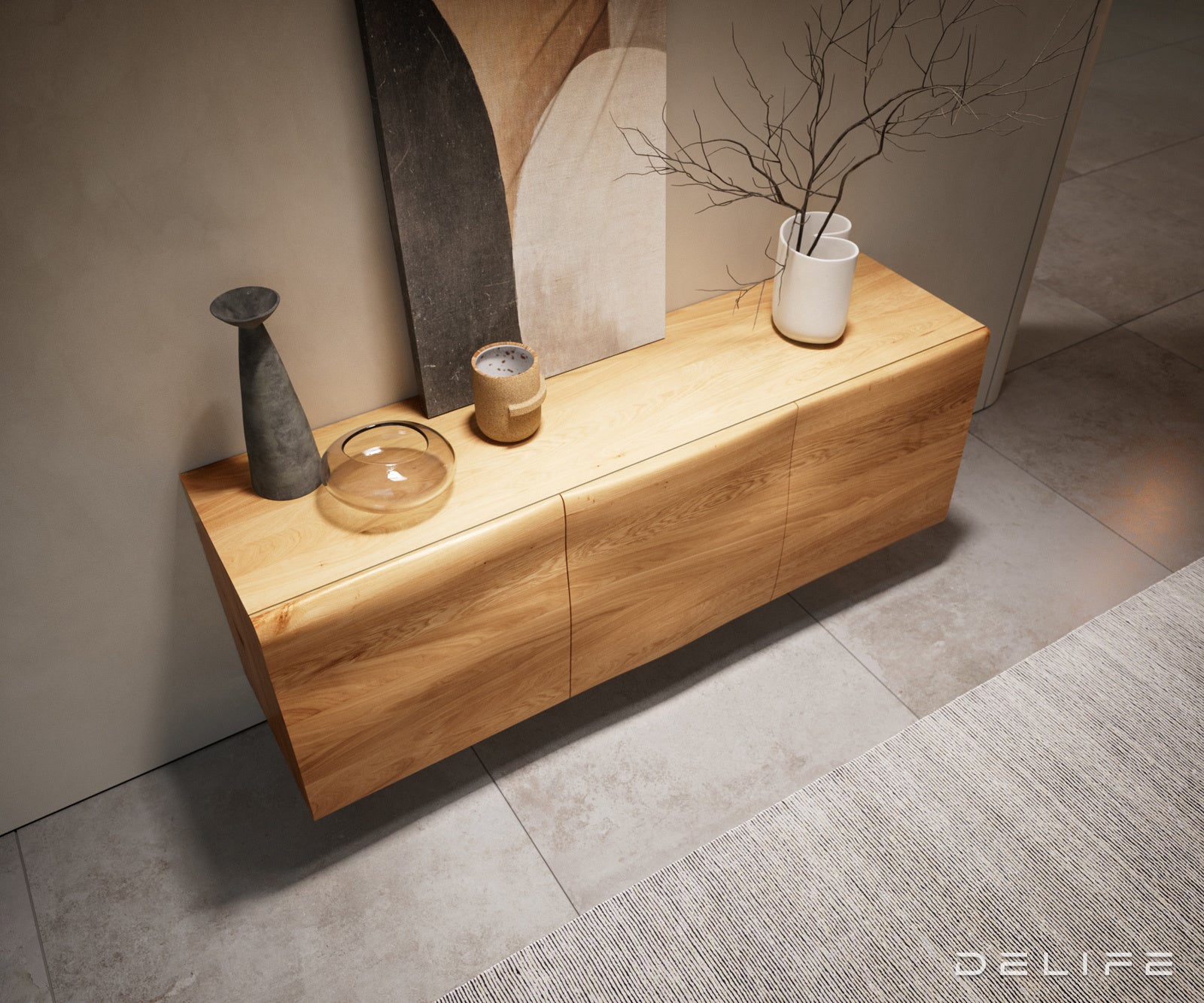 Nova komoda z živim robom 145 cm, material: hrast