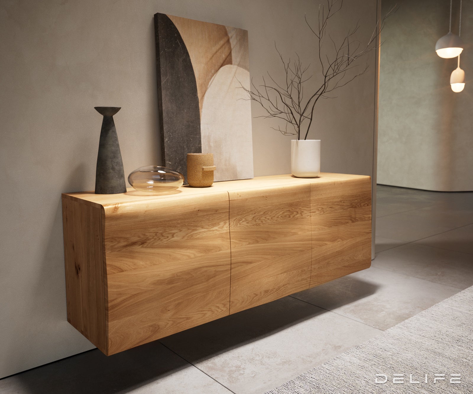 Nova komoda z živim robom 145 cm, material: hrast