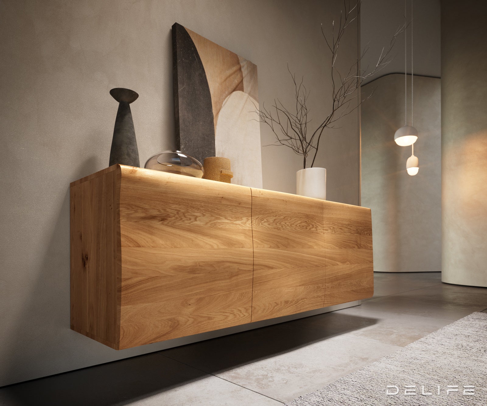 Nova komoda z živim robom 145 cm, material: hrast