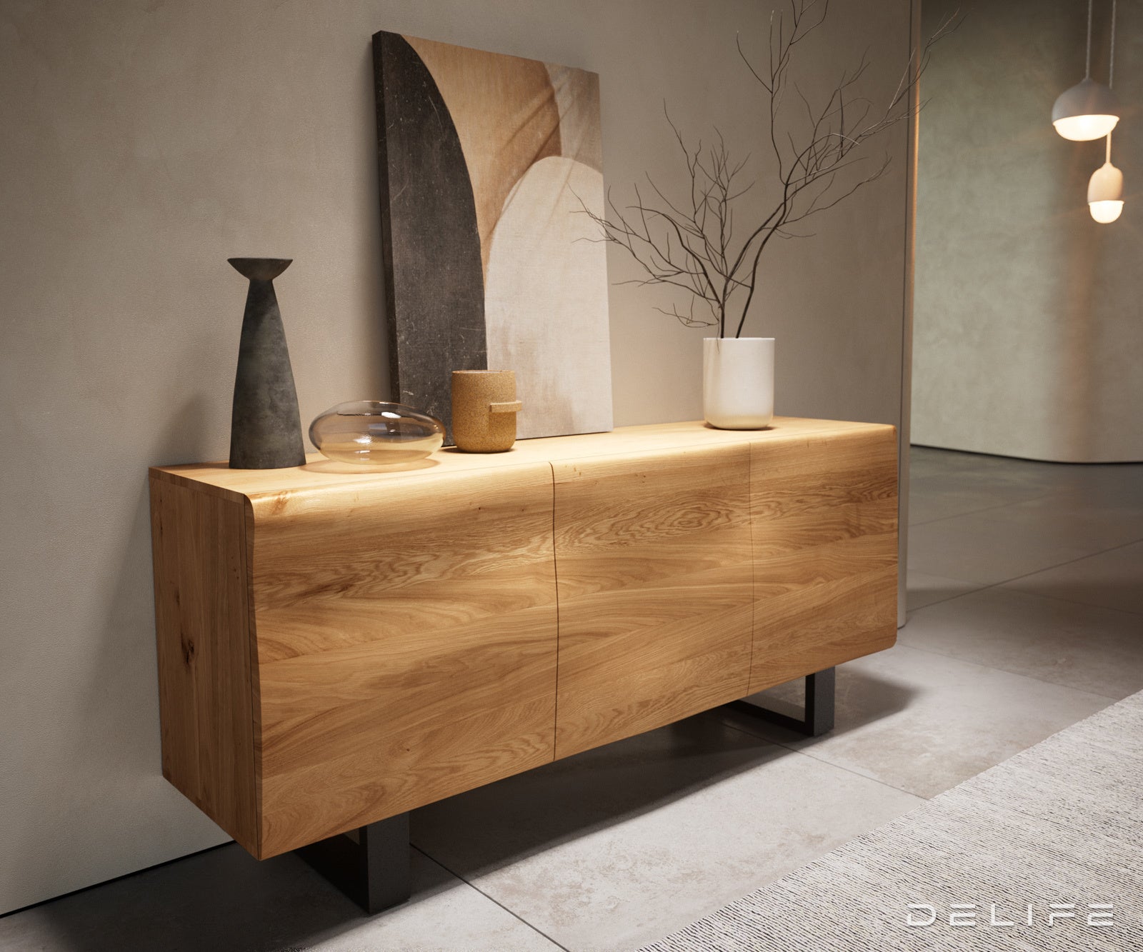 Nova komoda z živim robom 145 cm, material: hrast