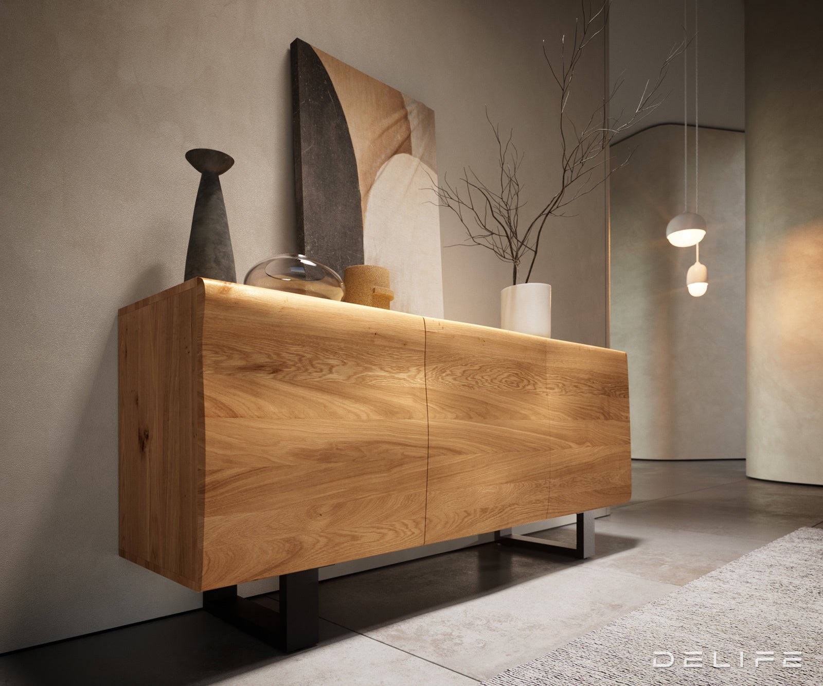 Nova komoda z živim robom 145 cm, material: hrast