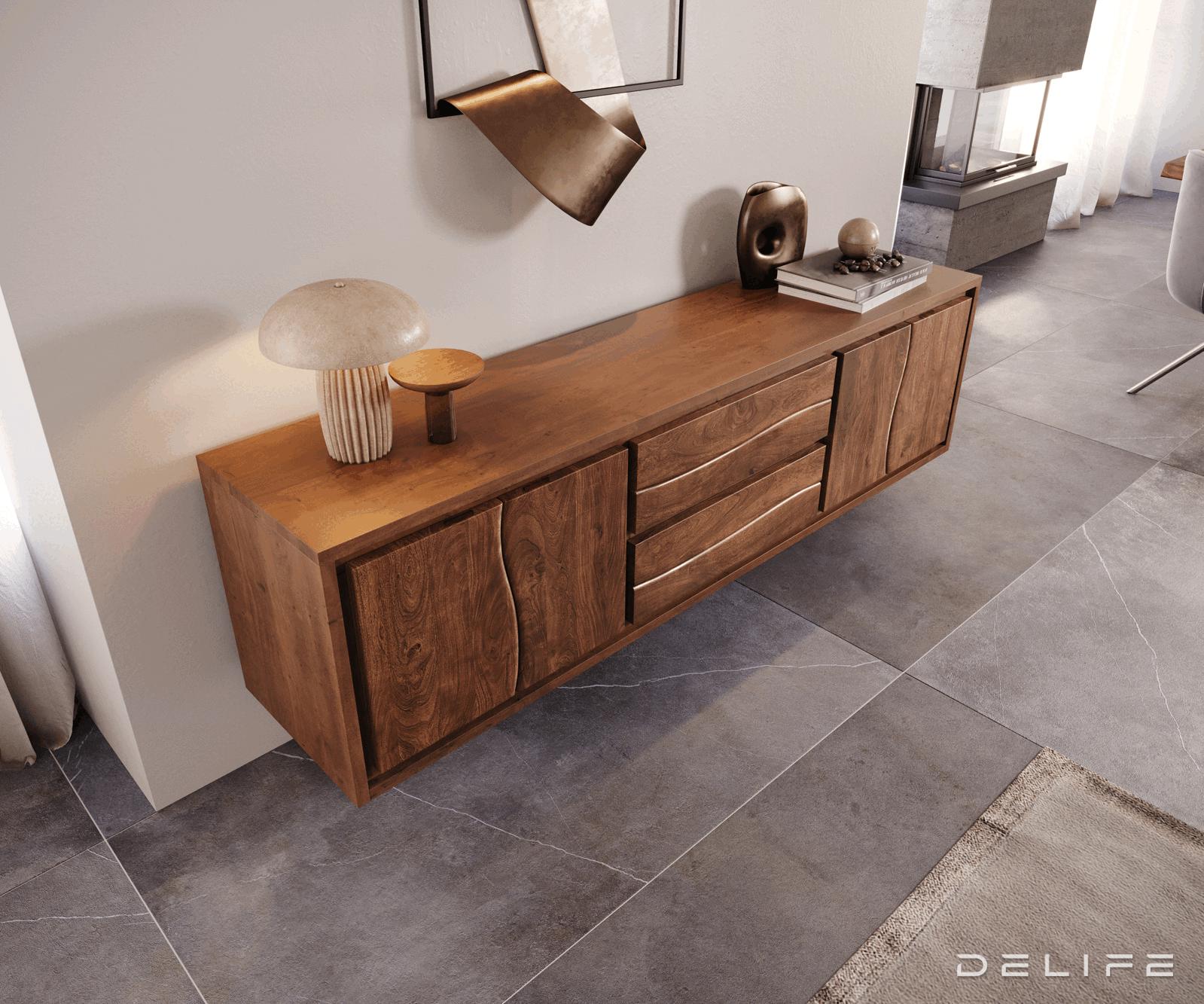 TV omarica Live-Edge 200 cm, Material: Akacija