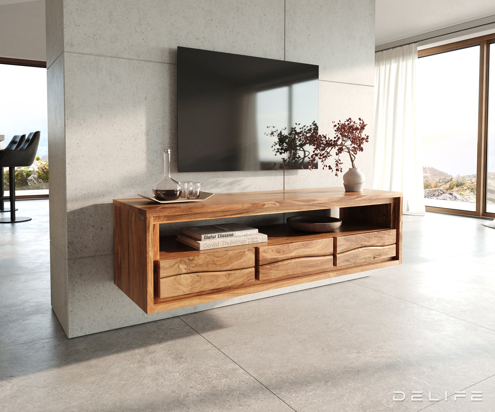 TV omarica Live-Edge 146 cm, Material: Akacija