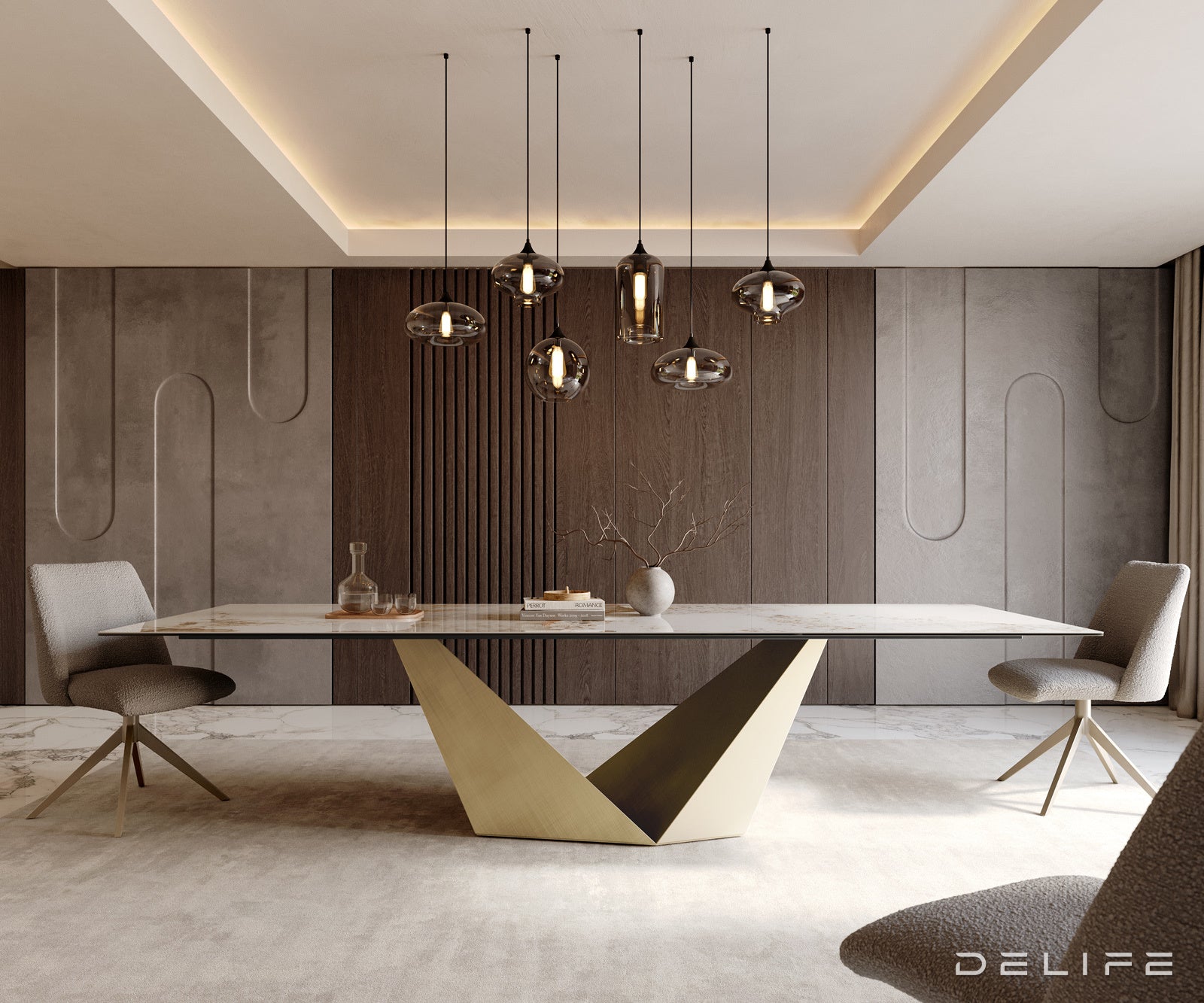 Jedilna miza Edge 300x100cm, Material: Ceramics Minas Melange