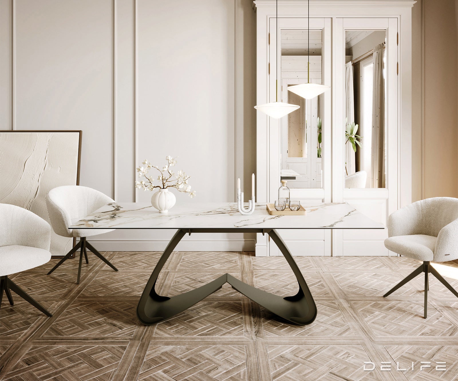 Jedilna miza Edge 200x100cm, Material: Ceramics Calacatta Luxe