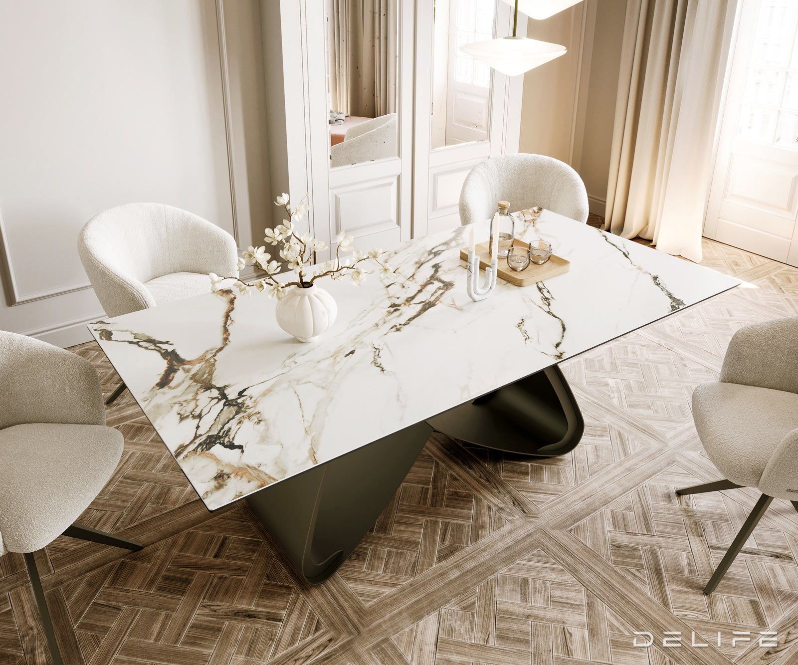 Jedilna miza Edge 200x100cm, Material: Ceramics Calacatta Luxe