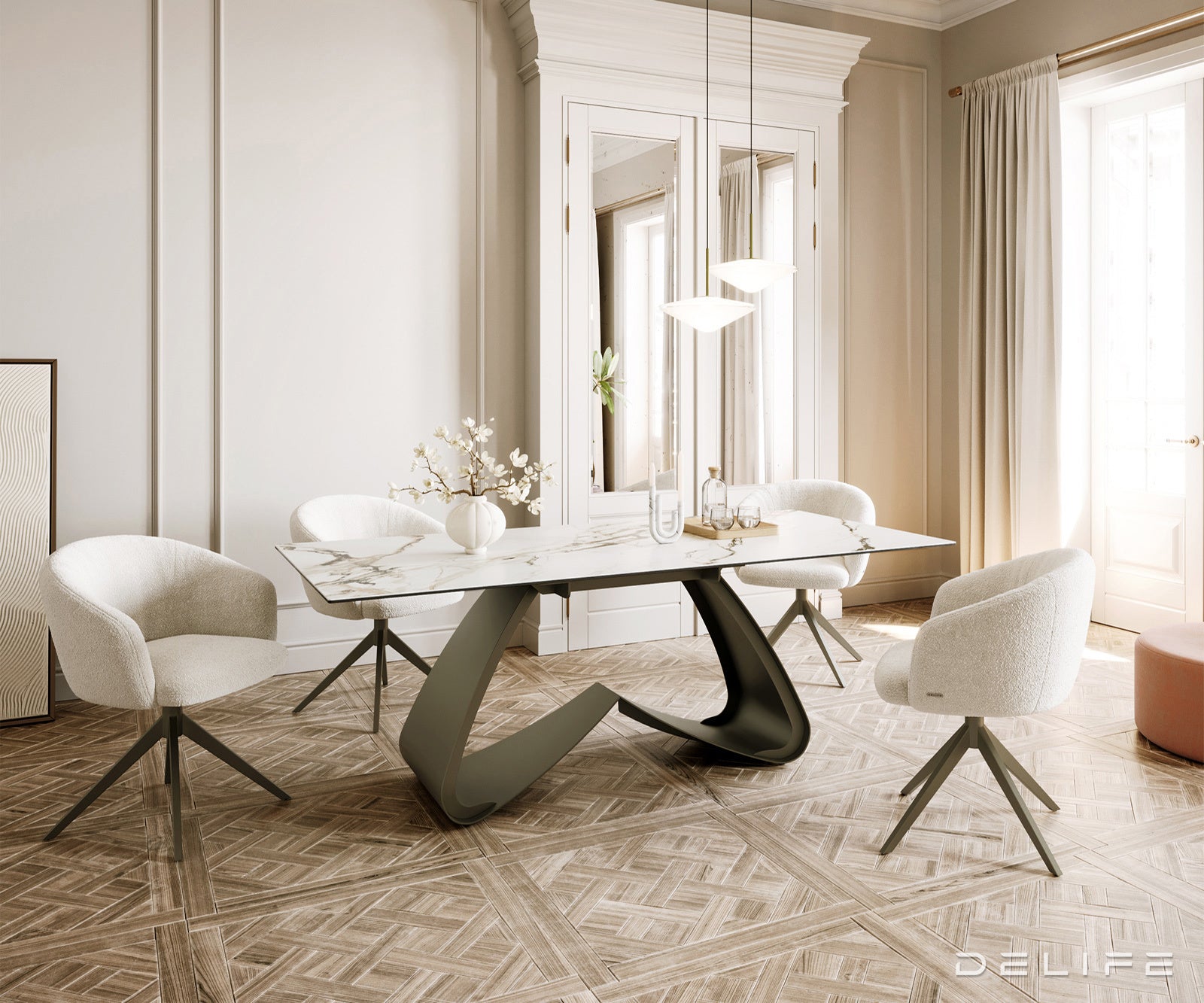 Jedilna miza Edge 200x100cm, Material: Ceramics Calacatta Luxe