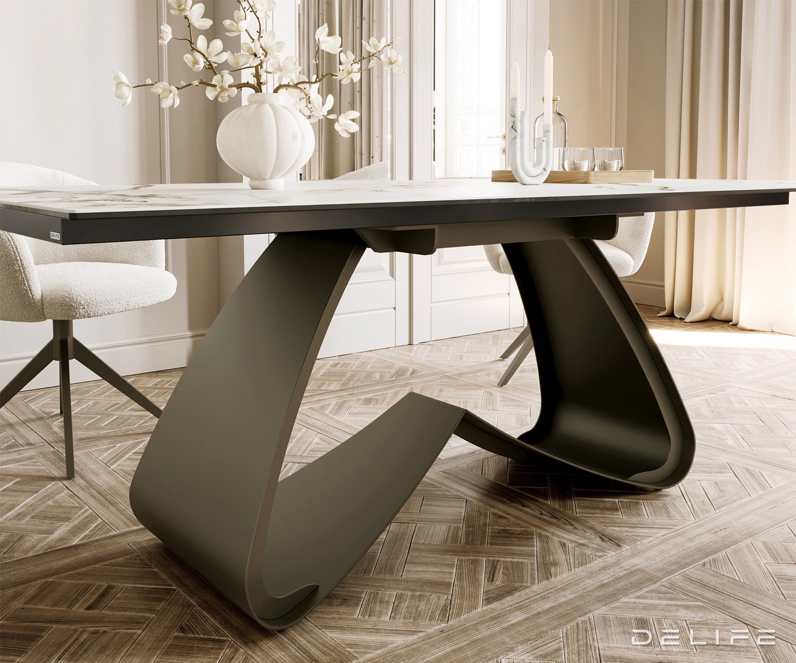 Jedilna miza Edge 200x100cm, Material: Ceramics Calacatta Luxe