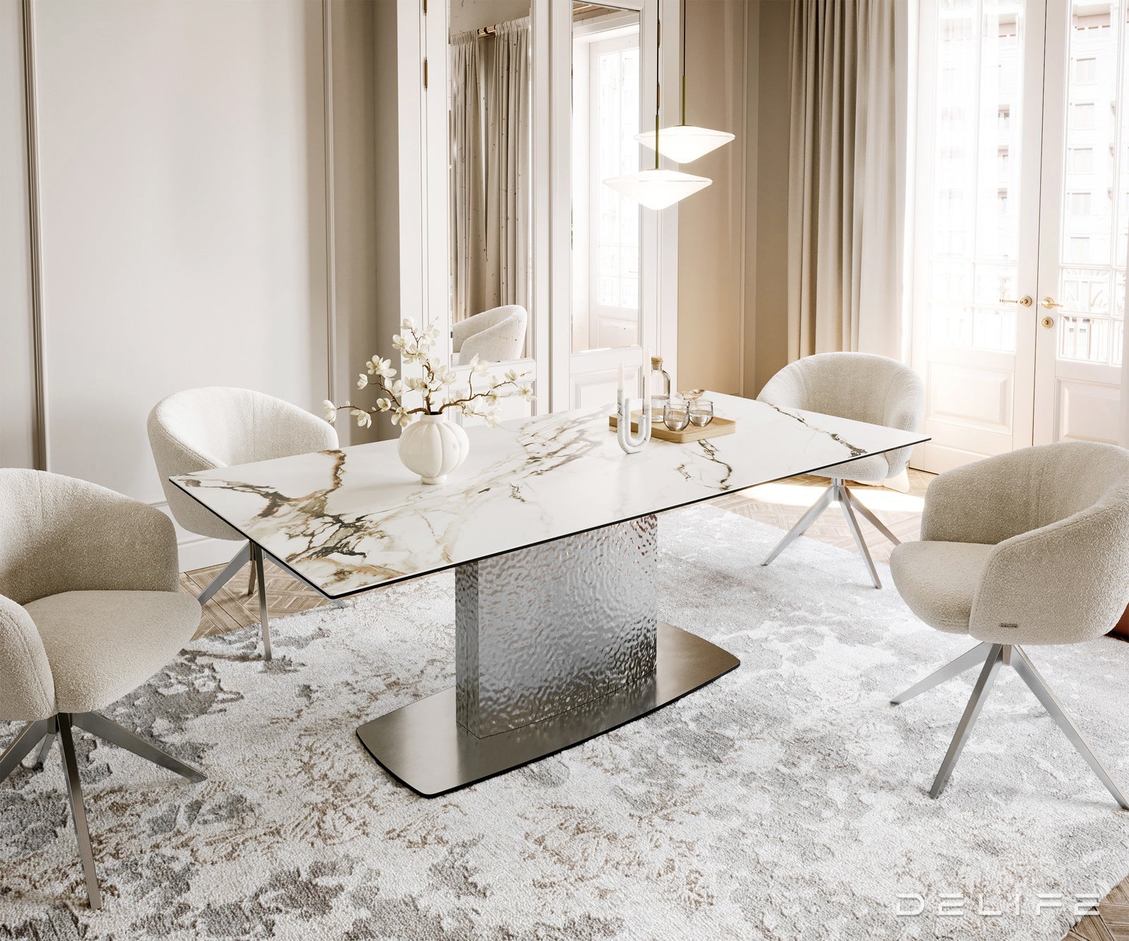 Jedilna miza Edge 200x100cm, Material: Ceramics Calacatta Luxe