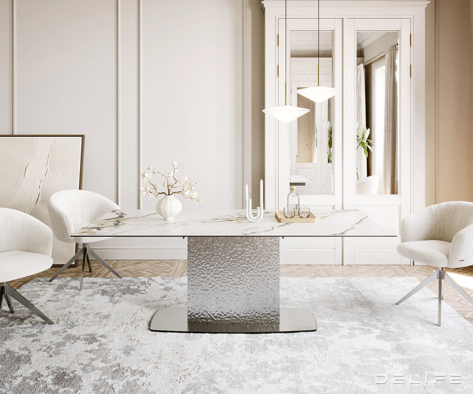 Jedilna miza Edge 200x100cm, Material: Ceramics Calacatta Luxe