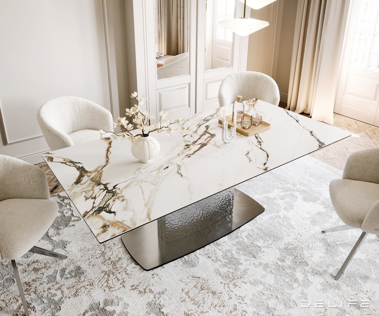 Jedilna miza Edge 200x100cm, Material: Ceramics Calacatta Luxe