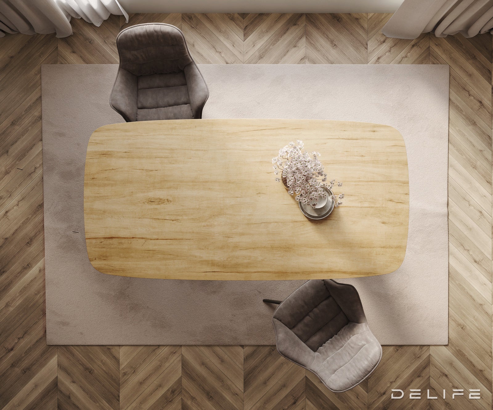 Jedilna miza z robom 200x100cm, Material: Laminam Sabbia Ceramics