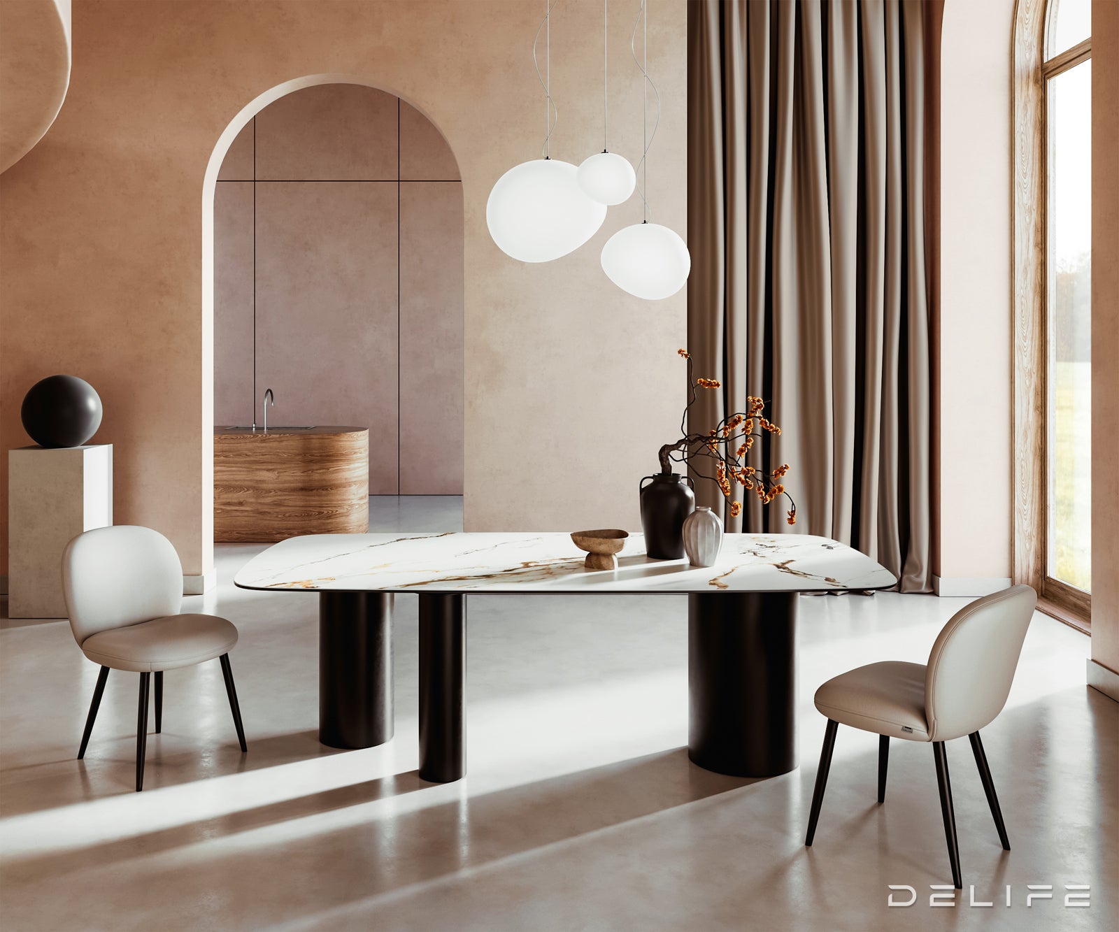 Jedilna miza Edge 240x120cm, Material: Keramika Calacatta Luxe