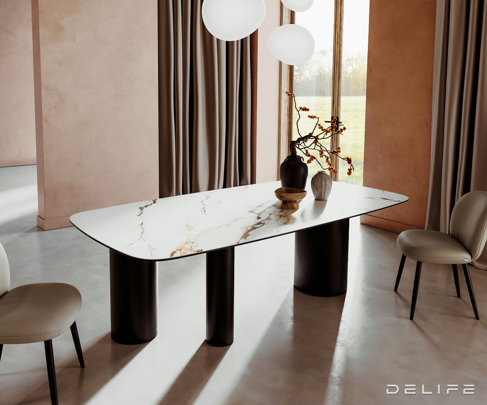 Jedilna miza Edge 240x120cm, Material: Keramika Calacatta Luxe