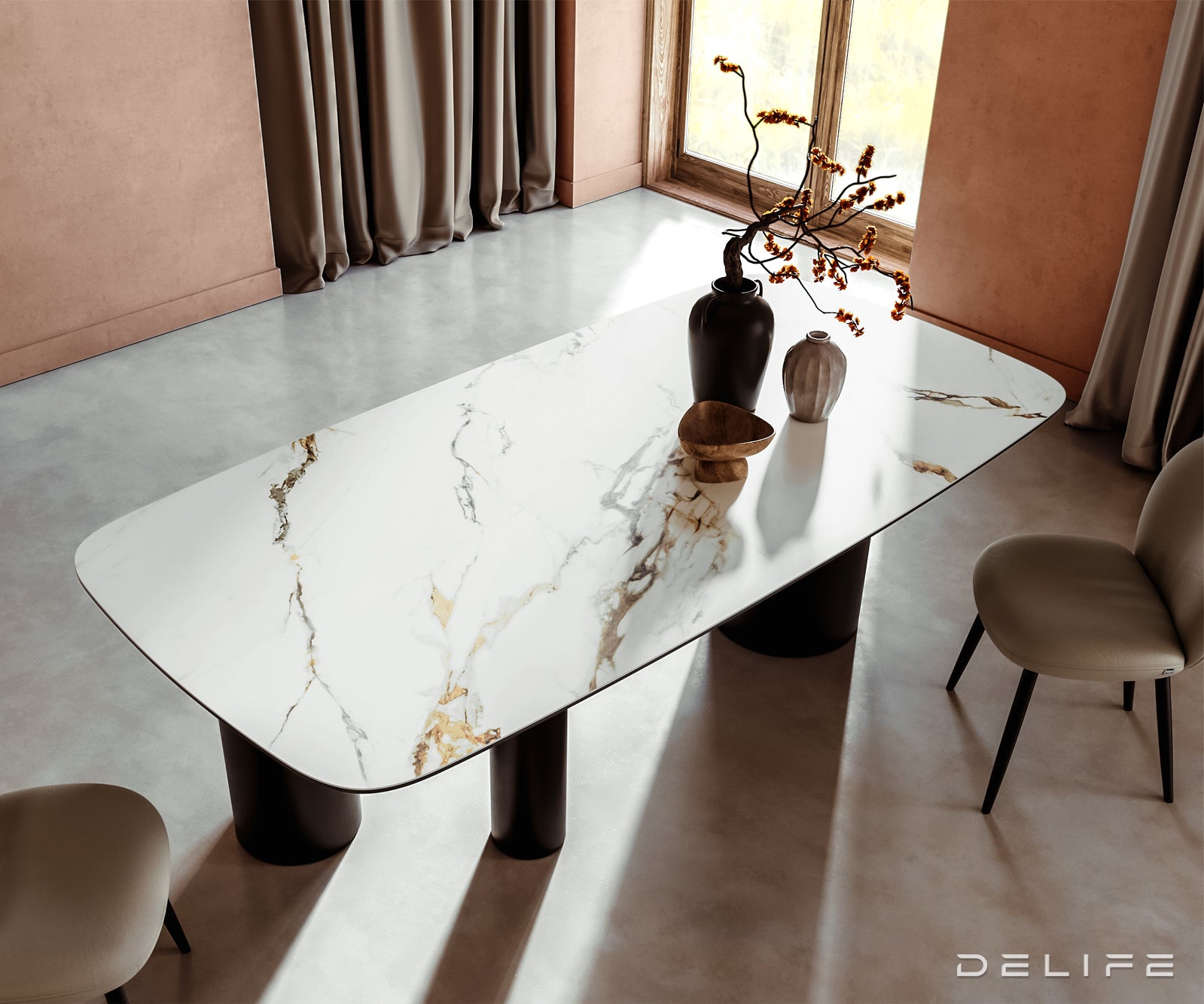 Jedilna miza Edge 240x120cm, Material: Keramika Calacatta Luxe