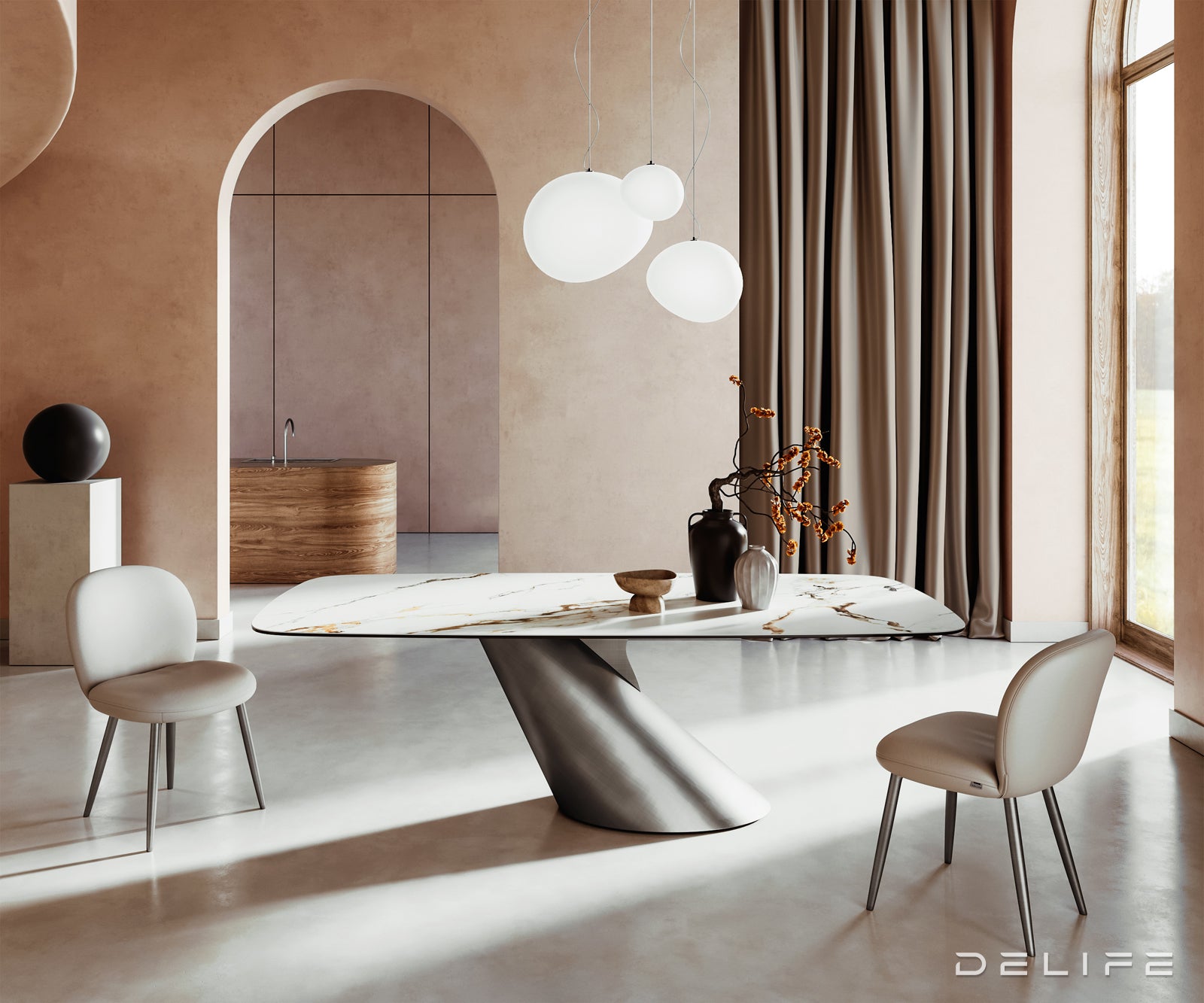 Jedilna miza Edge 240x120cm, Material: Keramika Calacatta Luxe