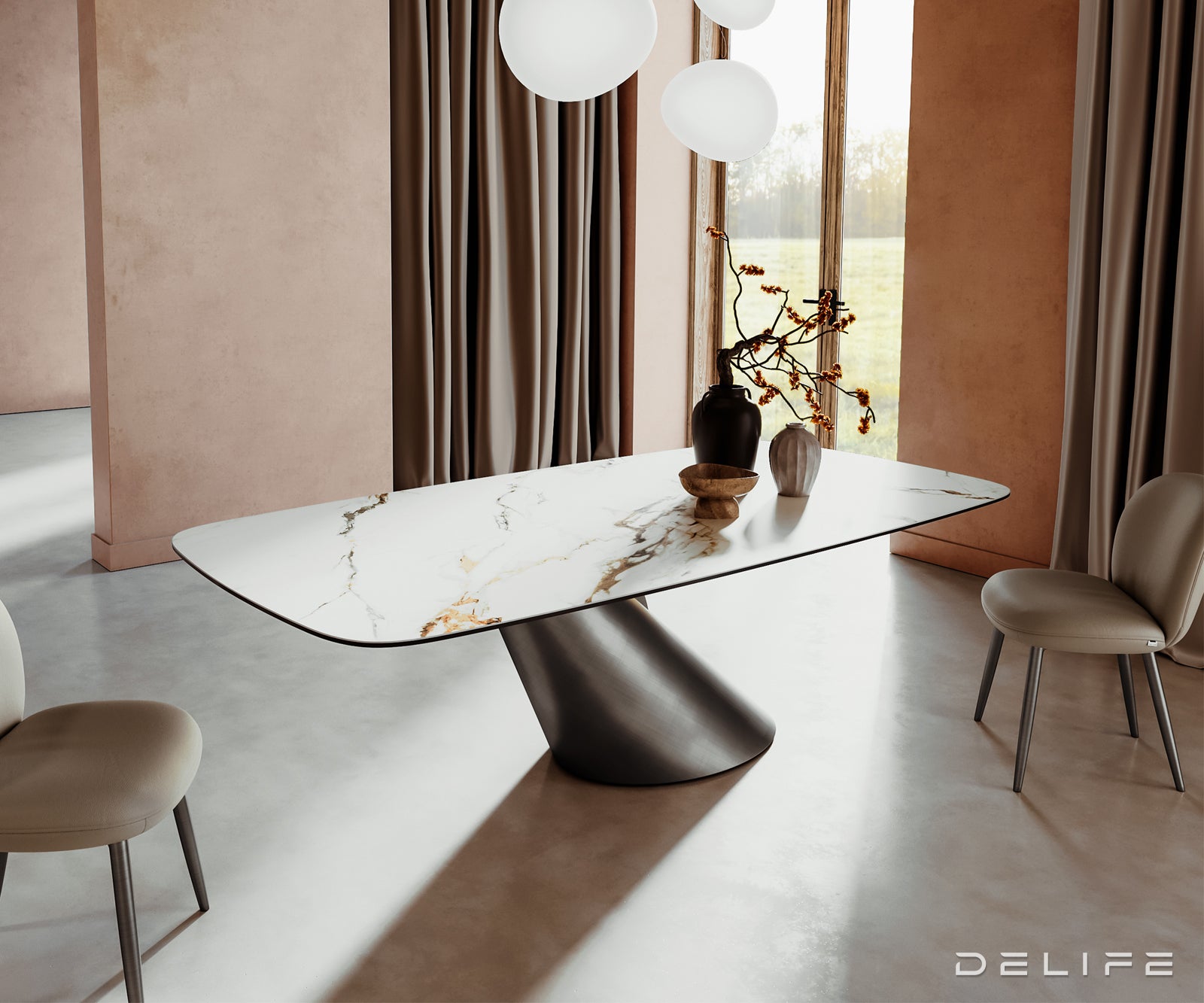 Jedilna miza Edge 240x120cm, Material: Keramika Calacatta Luxe