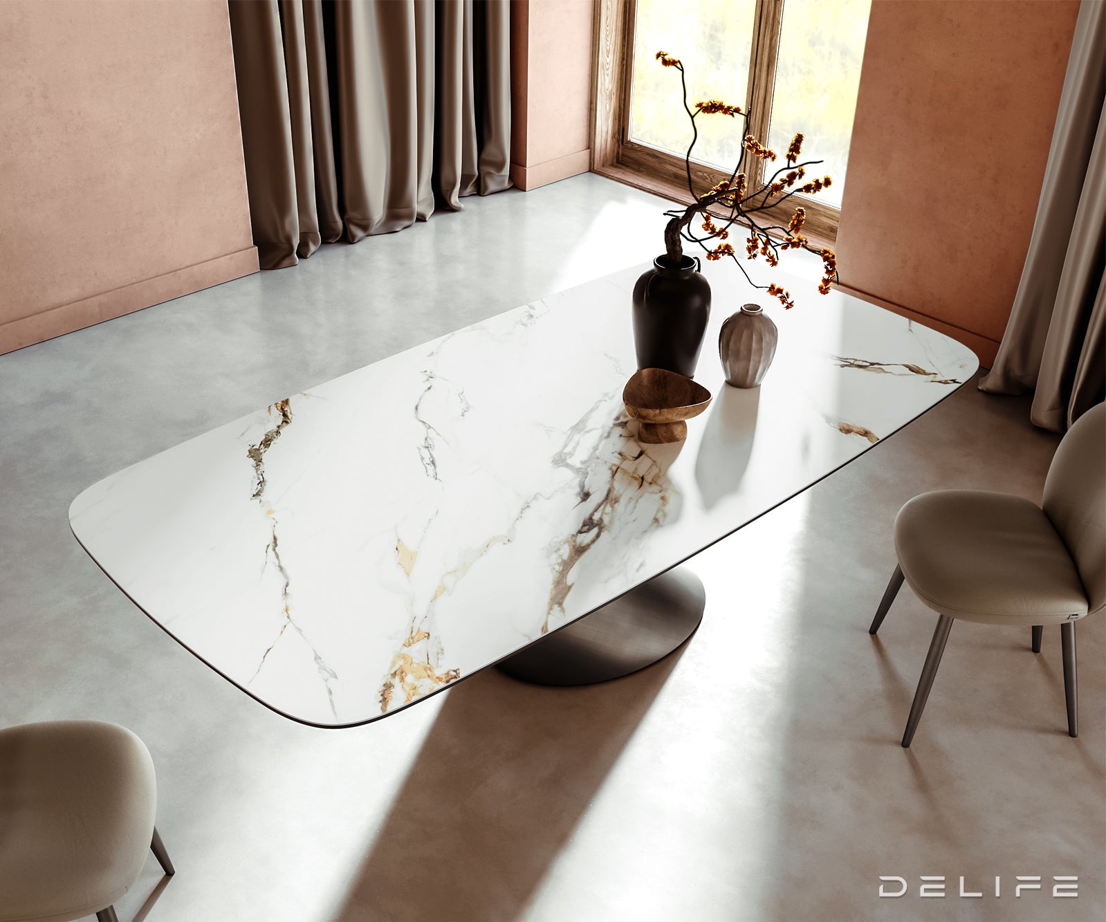 Jedilna miza Edge 240x120cm, Material: Keramika Calacatta Luxe